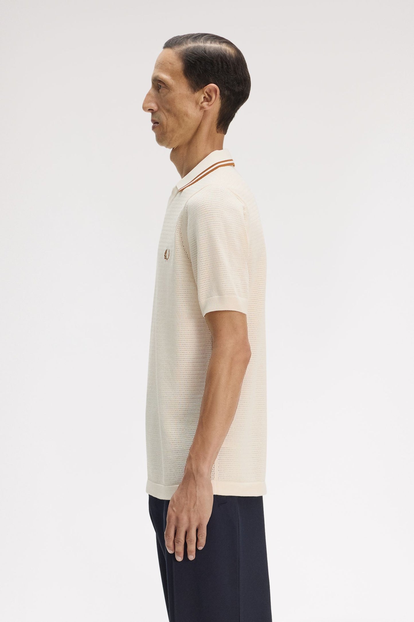 Fred Perry Pointelle Knitted Shirt Ecru