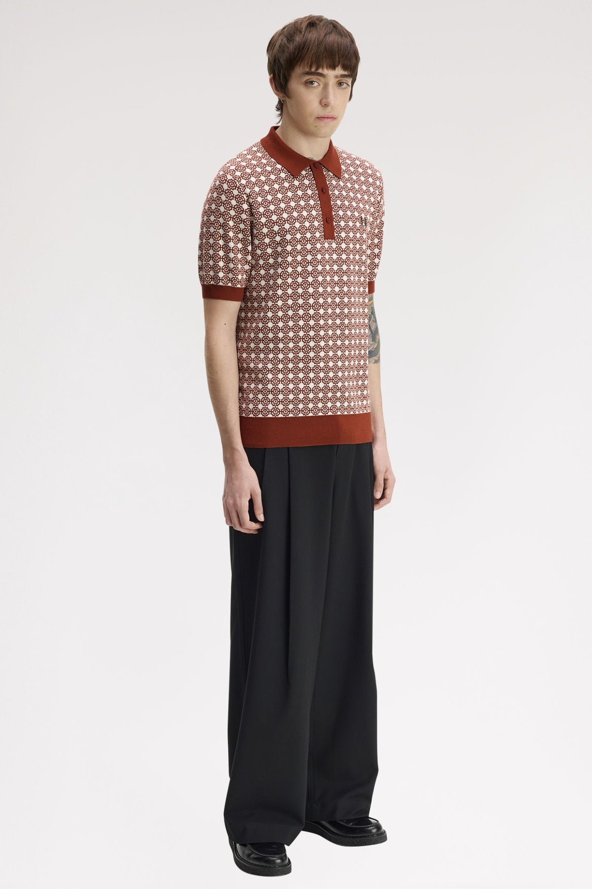 Fred Perry Floral Jacquard Shirt Brandy