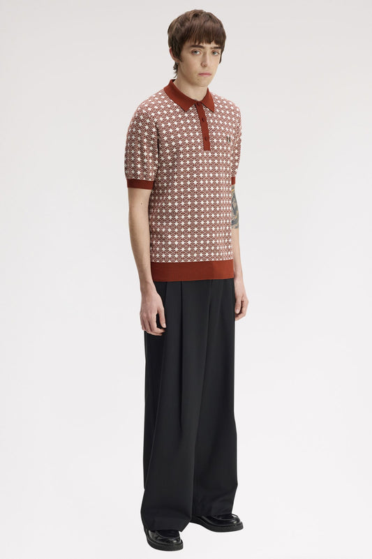 Fred Perry Floral Jacquard Shirt Brandy