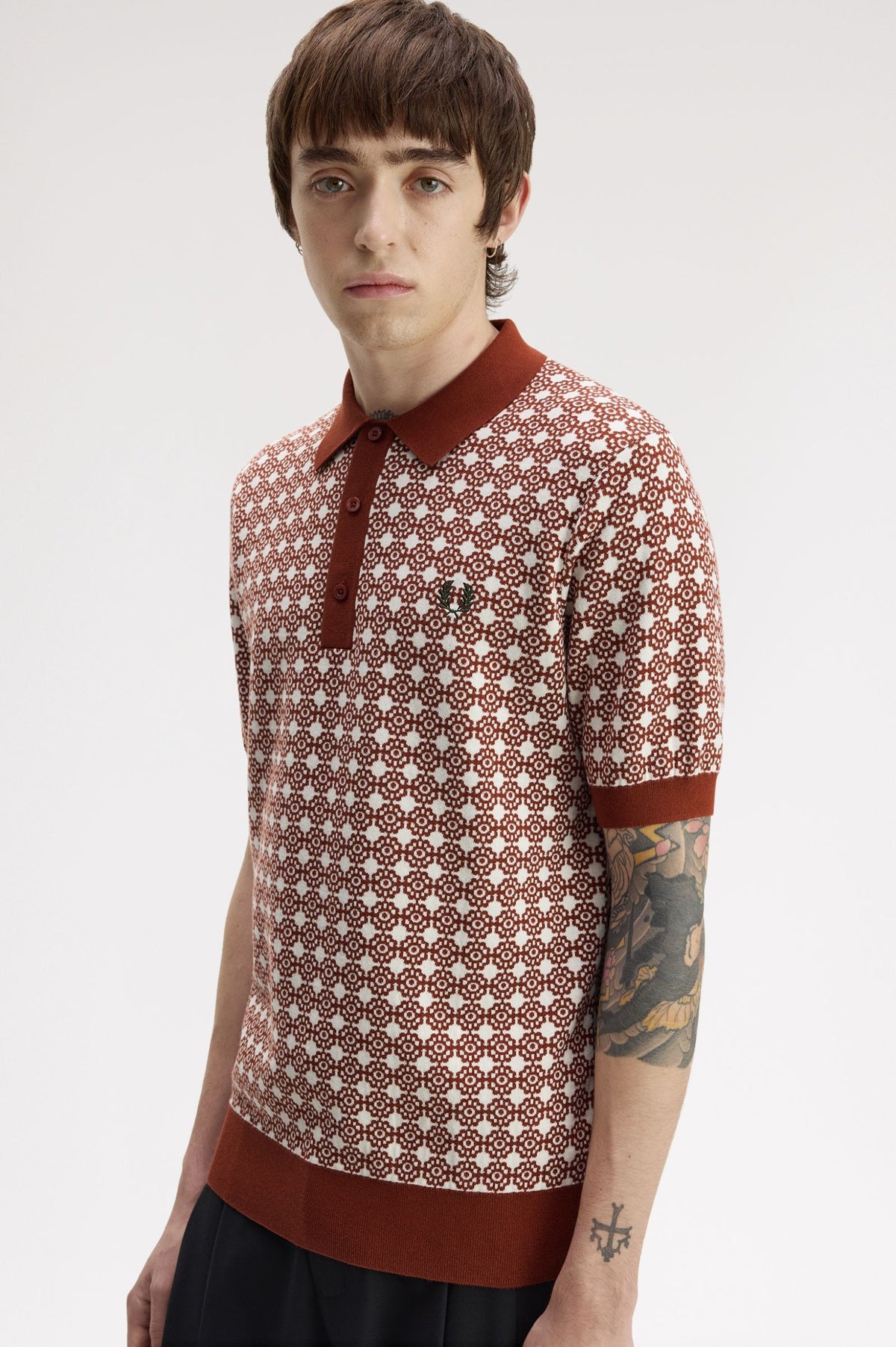 Fred Perry Floral Jacquard Shirt Brandy
