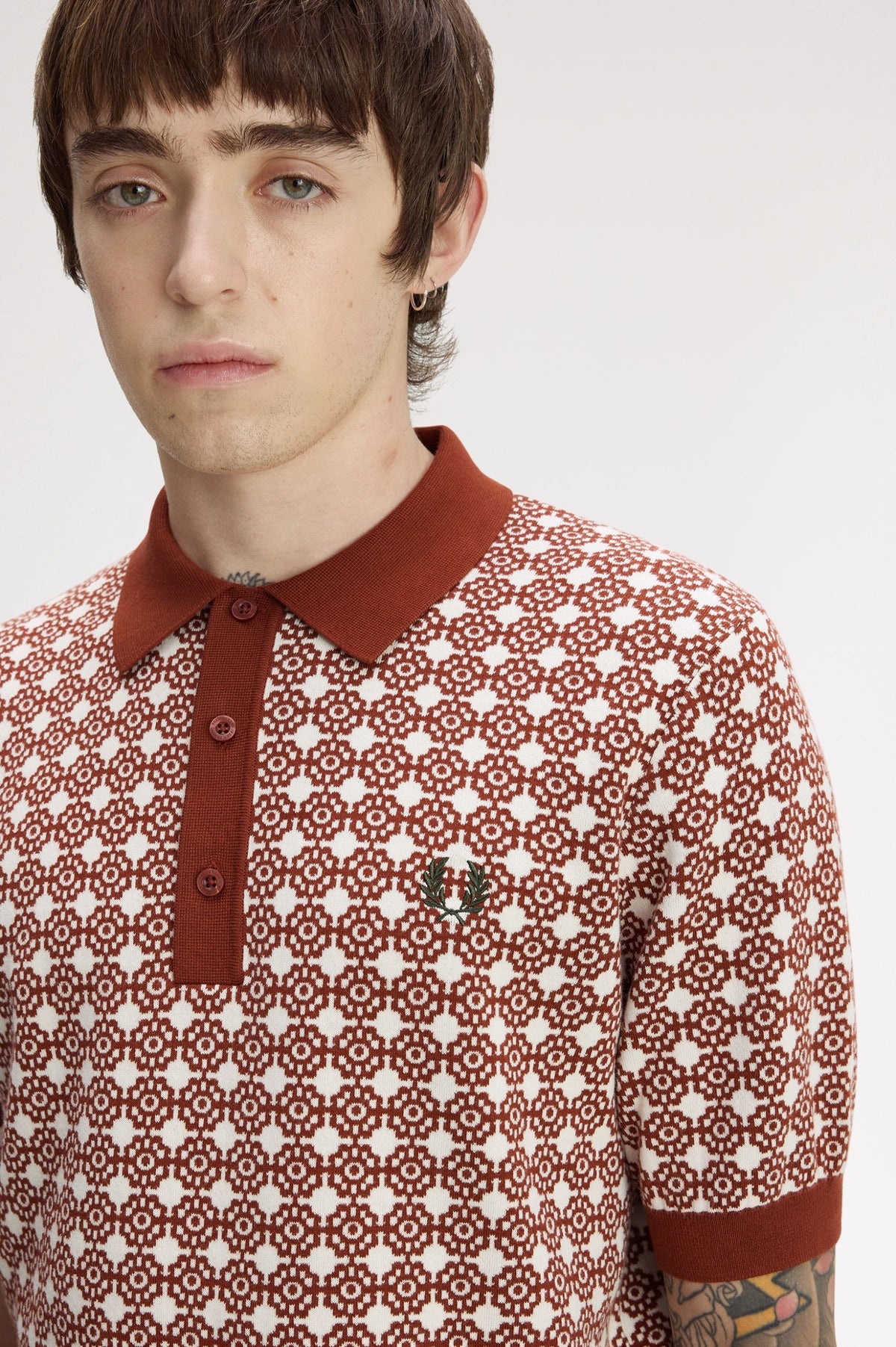 Fred Perry Floral Jacquard Shirt Brandy