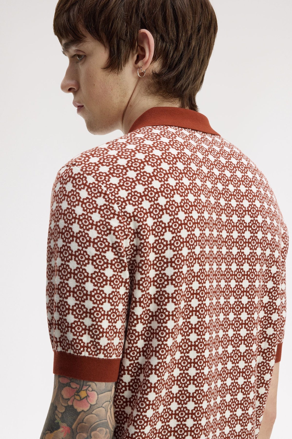 Fred Perry Floral Jacquard Shirt Brandy