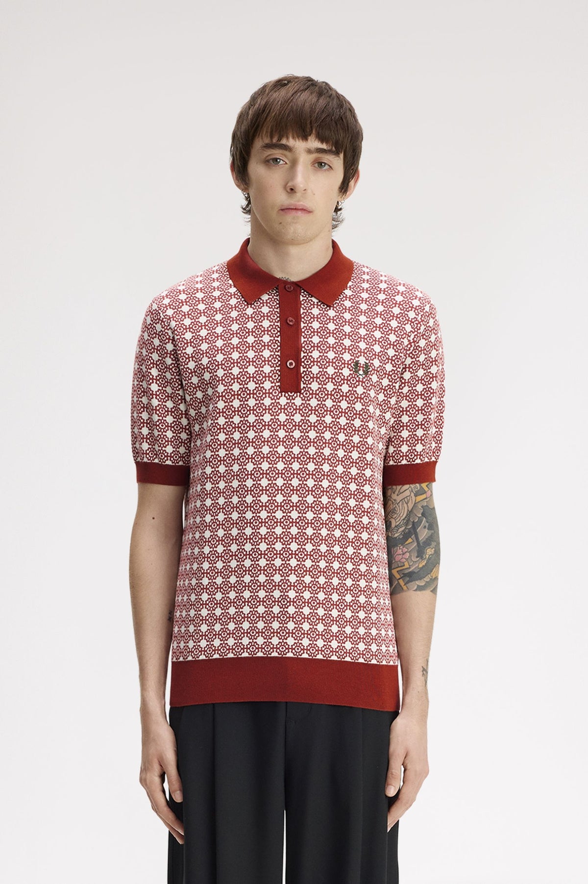 Fred Perry Floral Jacquard Shirt Brandy