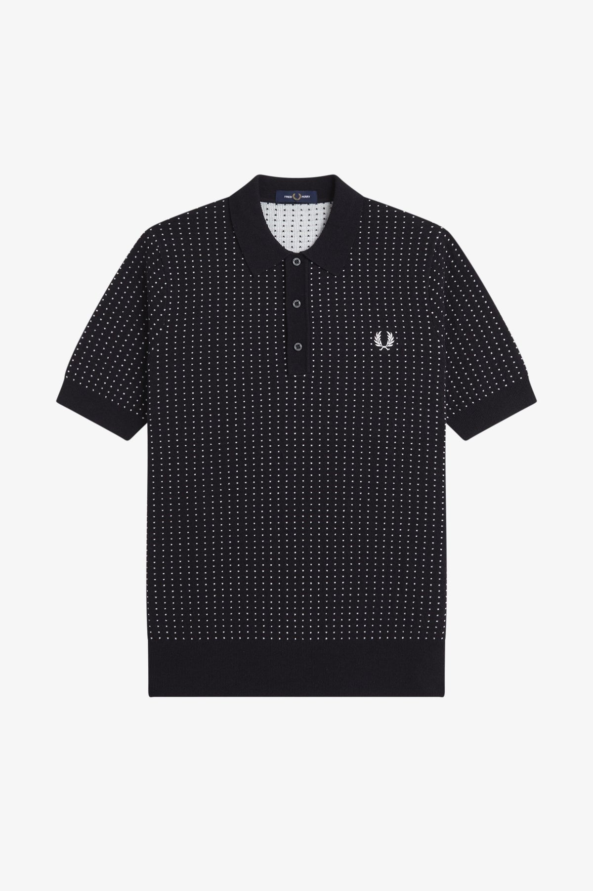 Fred Perry Bouclé Dot Knitted Shirt Black