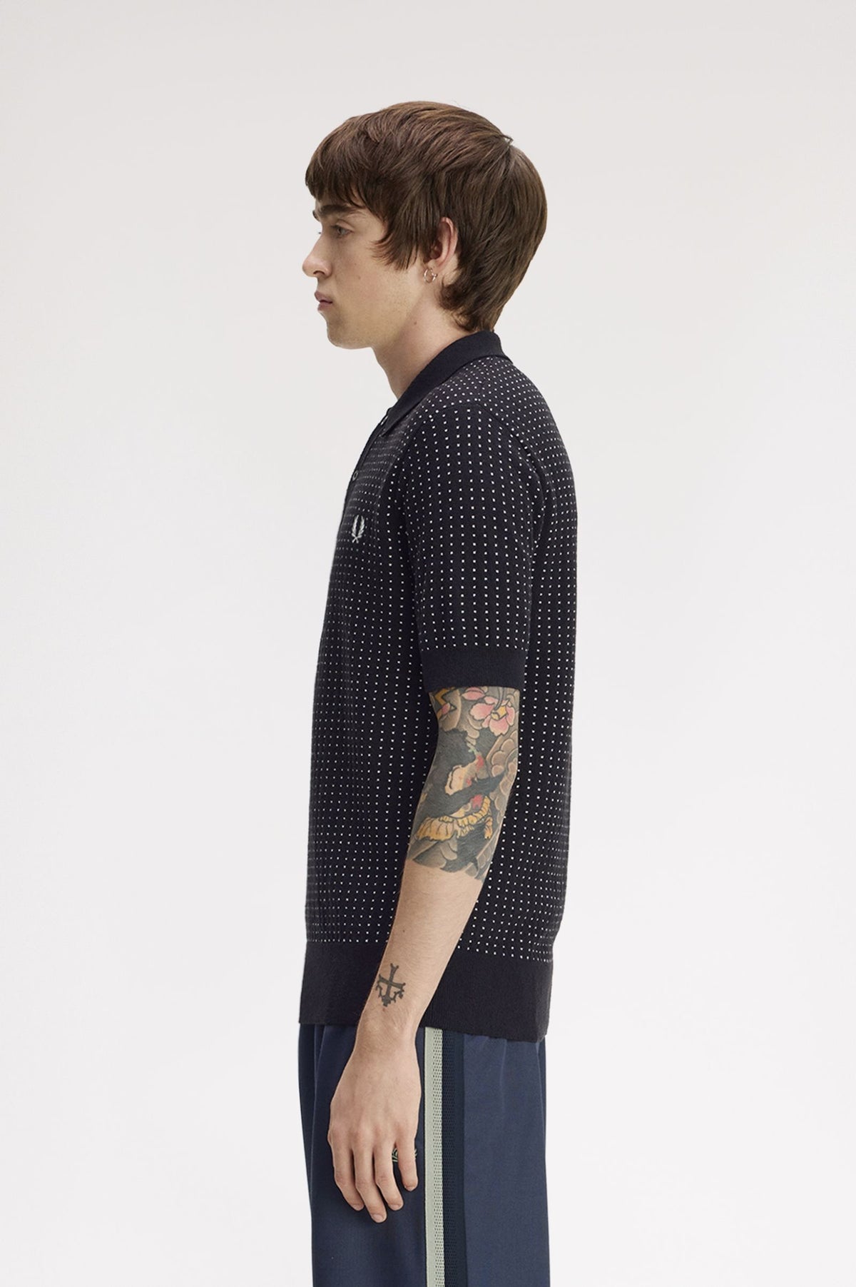 Fred Perry Bouclé Dot Knitted Shirt Black