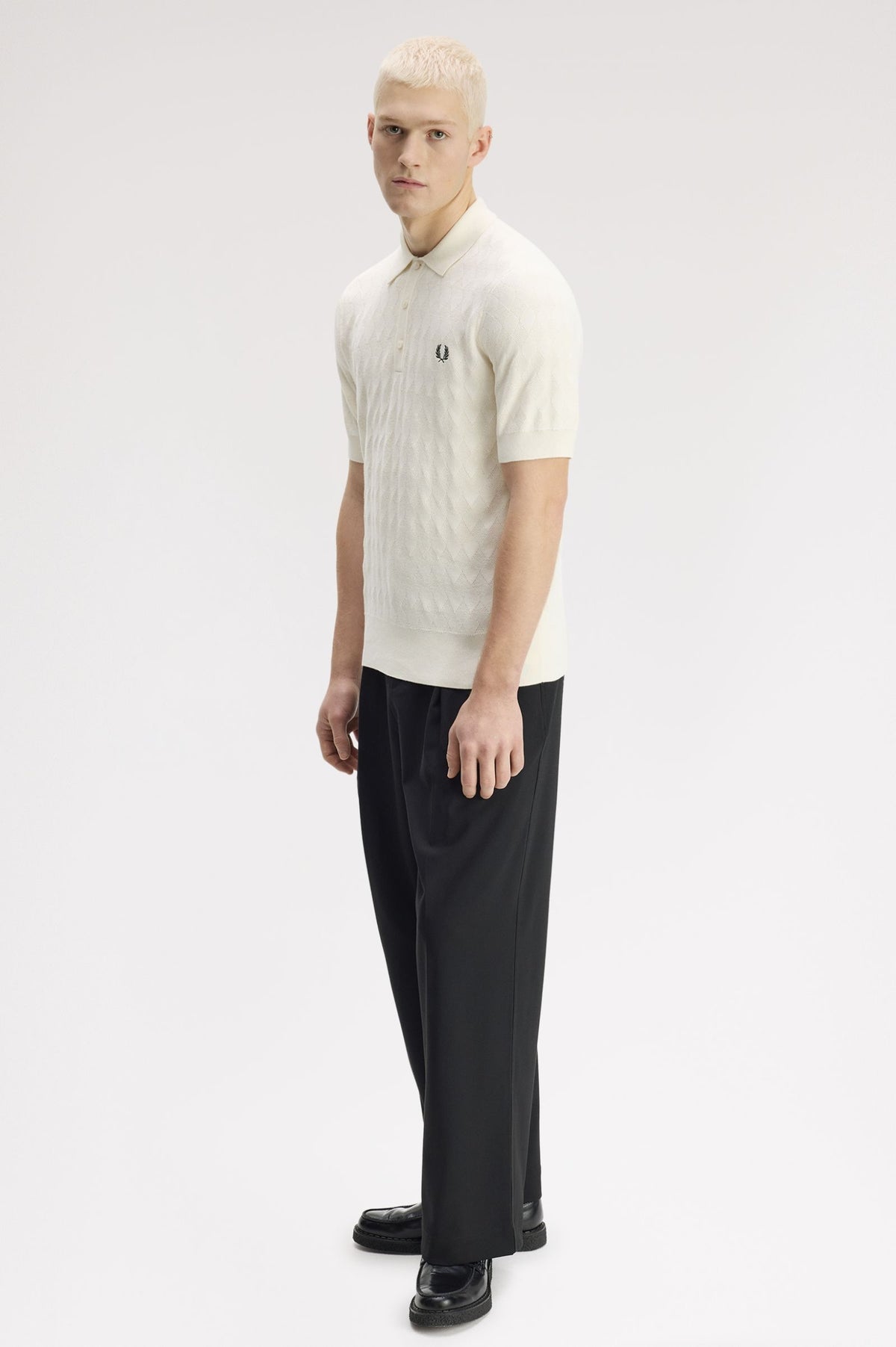 Fred Perry Pointelle Knitted Shirt Ecru