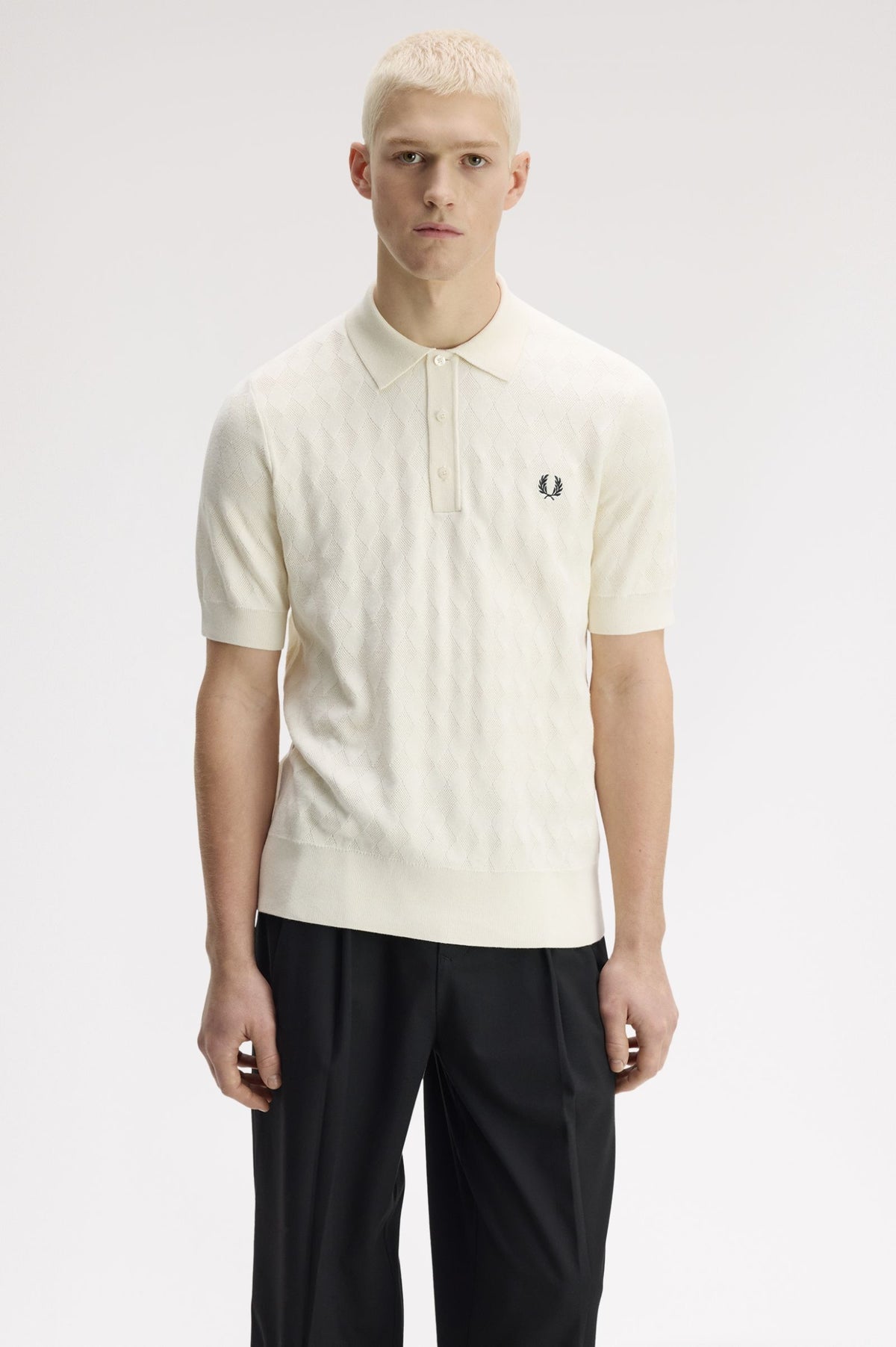 Fred Perry Pointelle Knitted Shirt Ecru