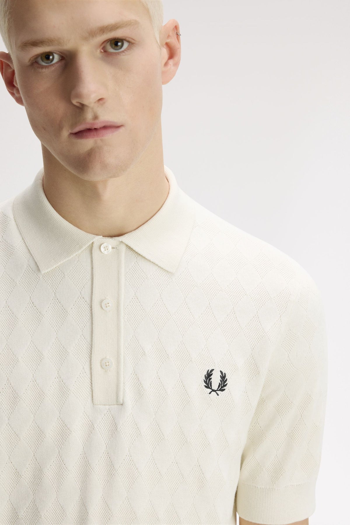 Fred Perry Pointelle Knitted Shirt Ecru