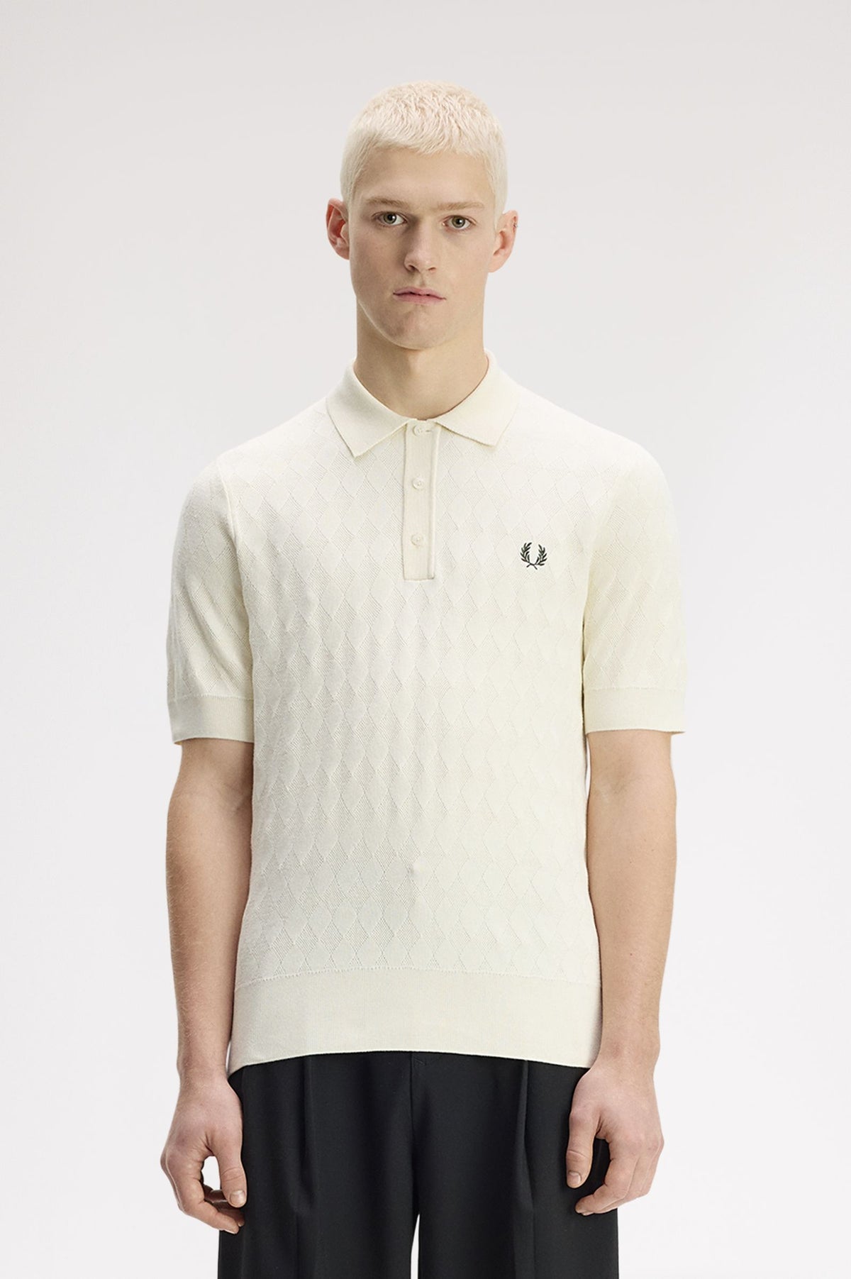 Fred Perry Pointelle Knitted Shirt Ecru