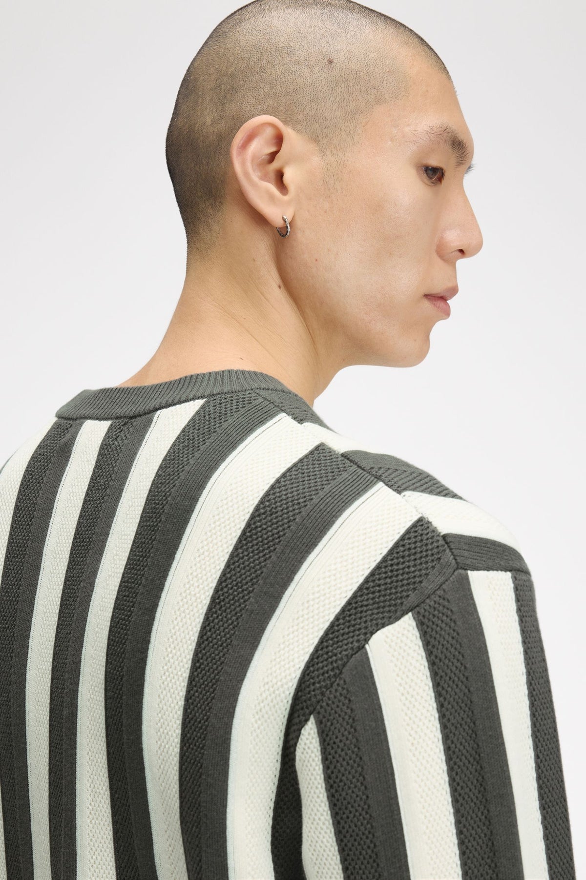 Fred Perry Textured Stripe Jumper Field Green