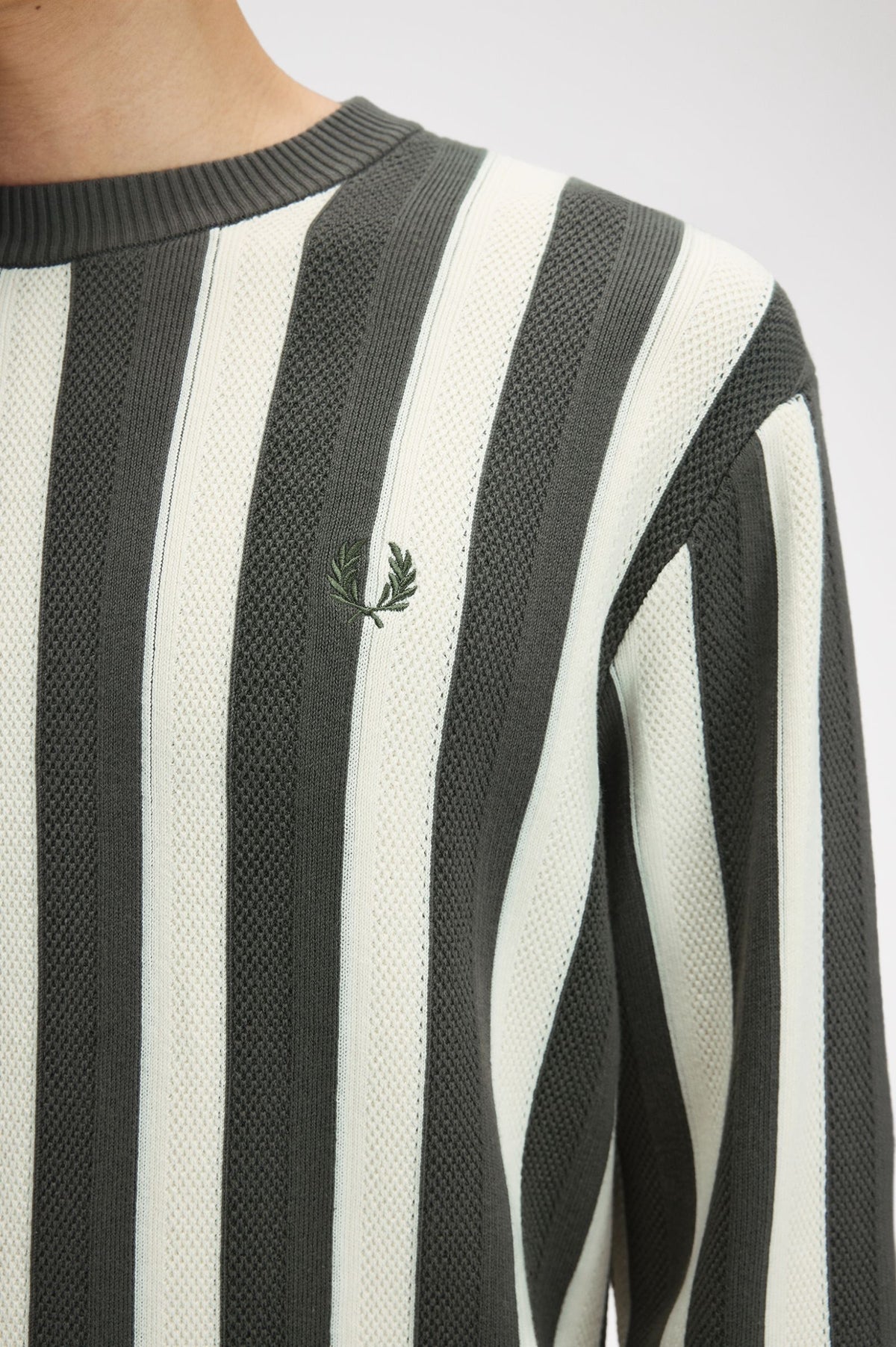 Fred Perry Textured Stripe Jumper Field Green
