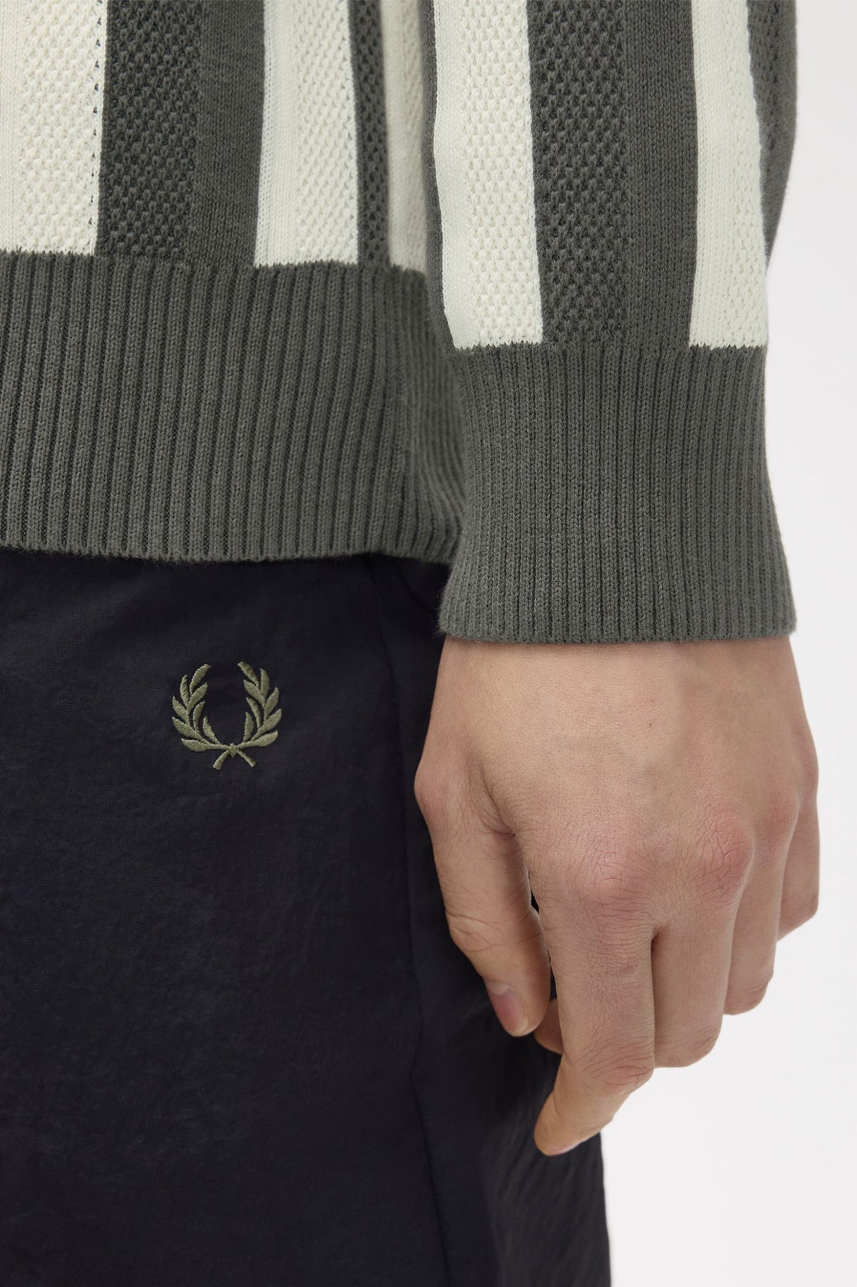 Fred Perry Textured Stripe Jumper Field Green