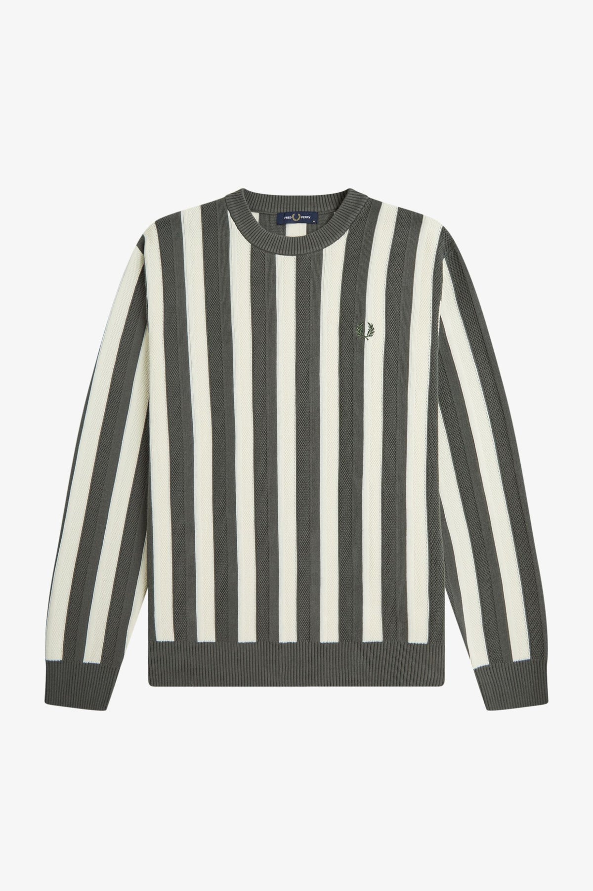 Fred Perry Textured Stripe Jumper Field Green