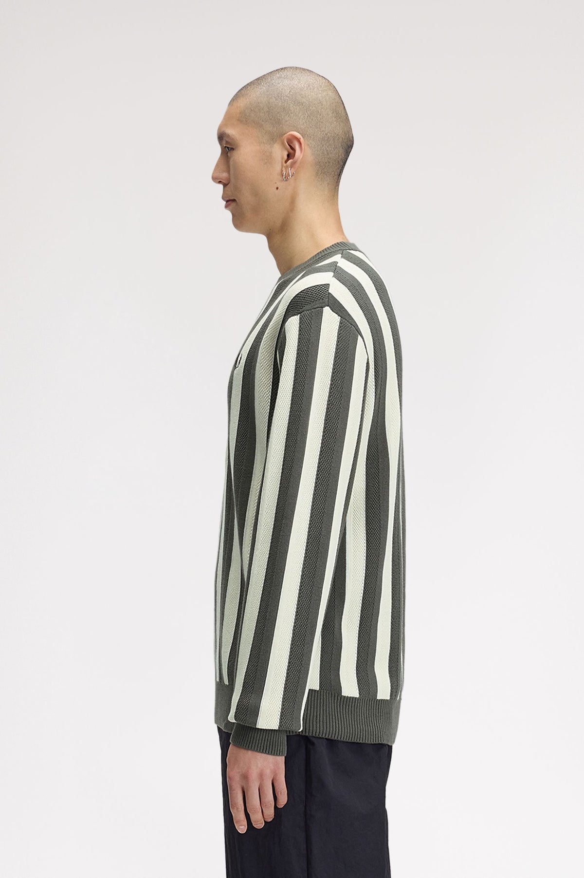 Fred Perry Textured Stripe Jumper Field Green
