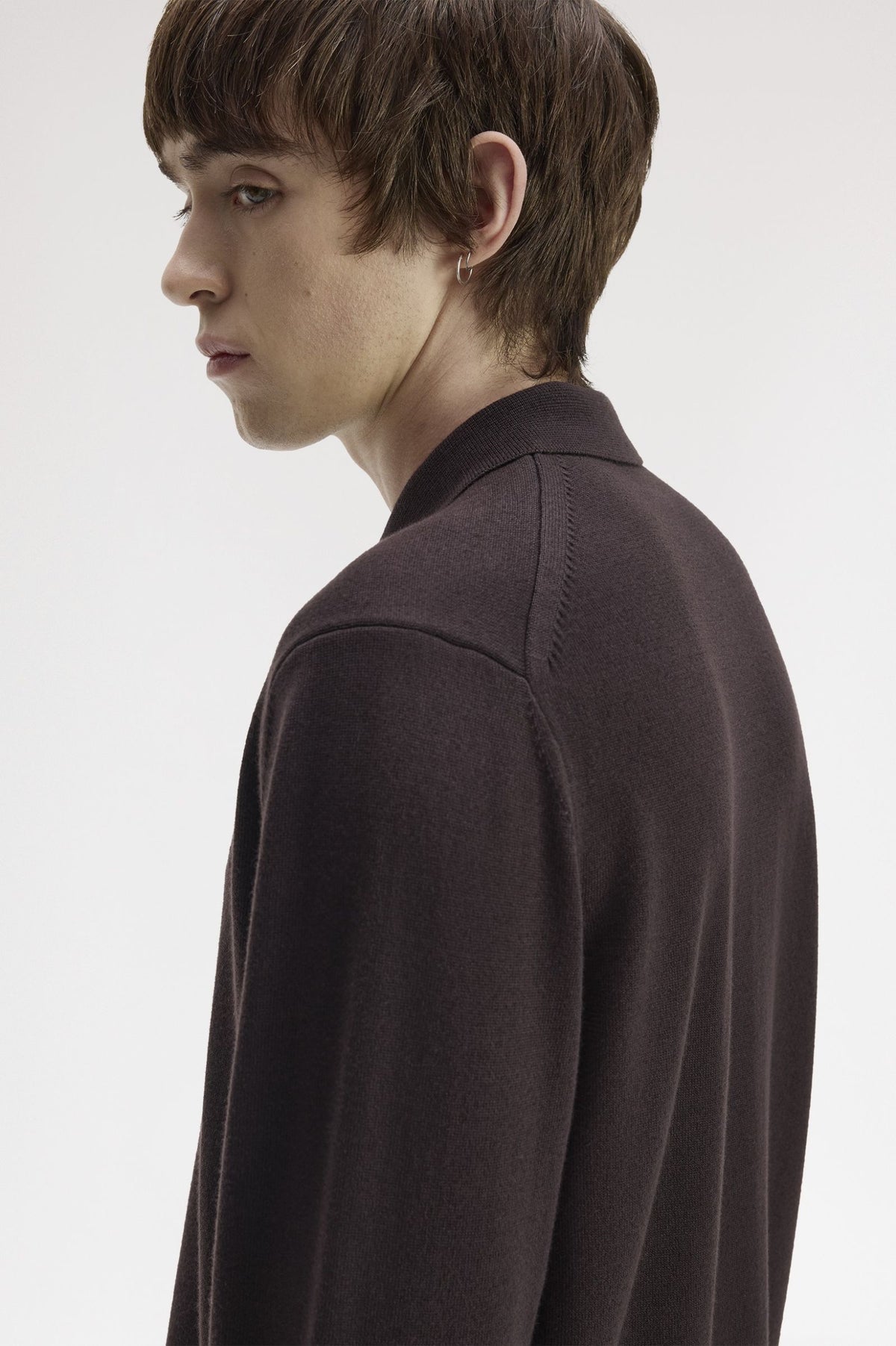 Fred Perry Long Sleeve Knitted Shirt Rich Brown