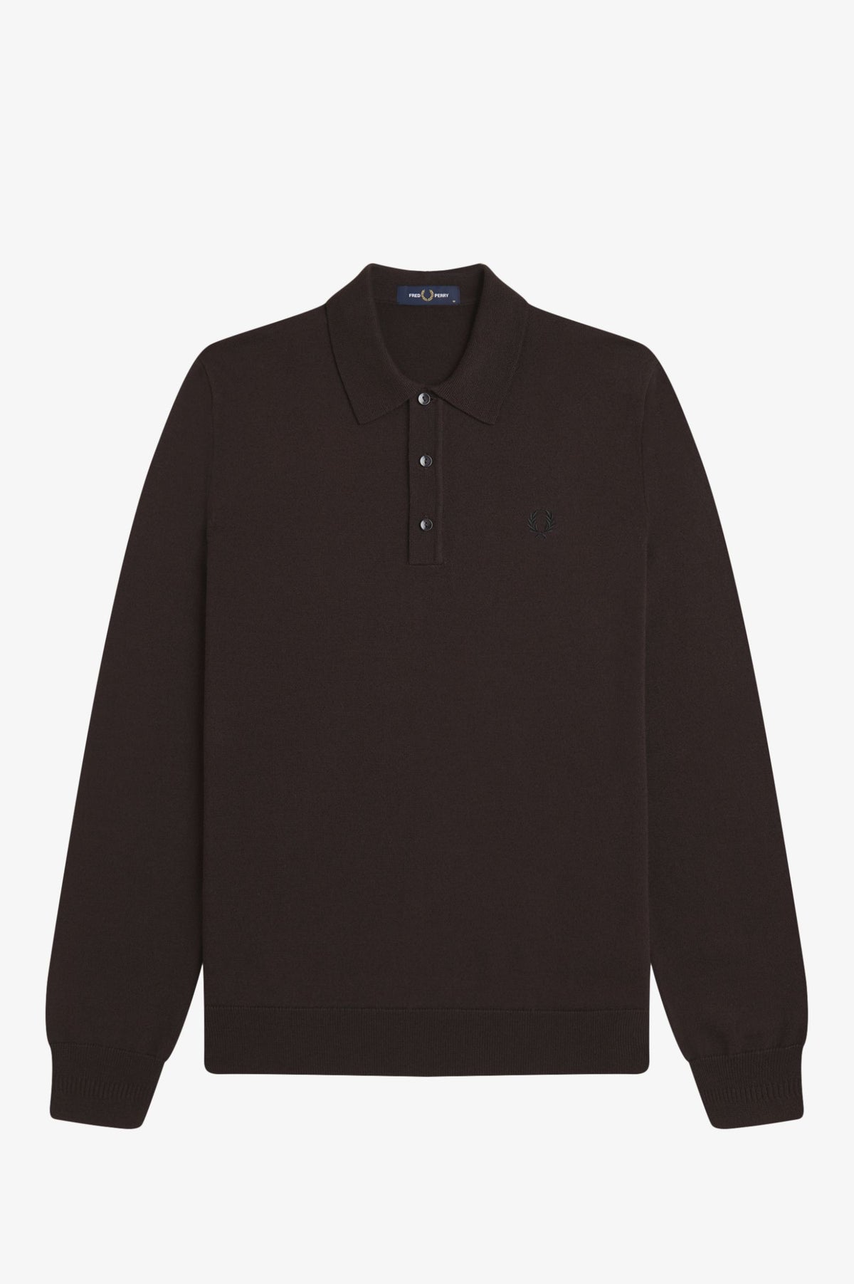 Fred Perry Long Sleeve Knitted Shirt Rich Brown