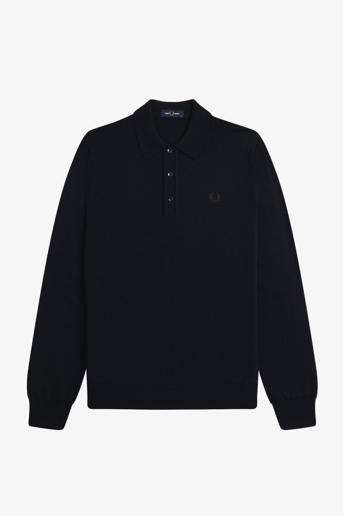Fred Perry Long Sleeve Knitted Shirt Navy