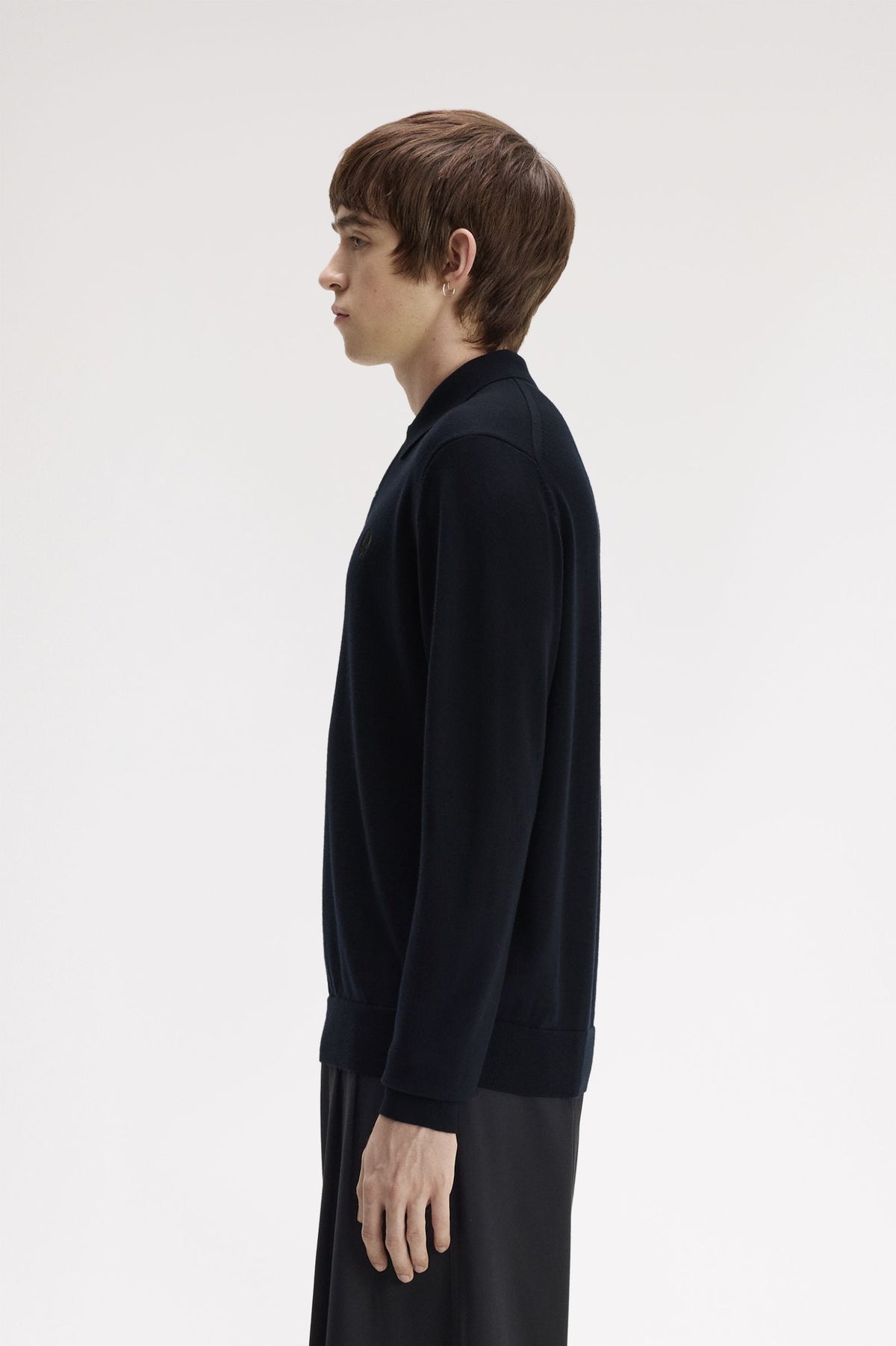 Fred Perry Long Sleeve Knitted Shirt Navy