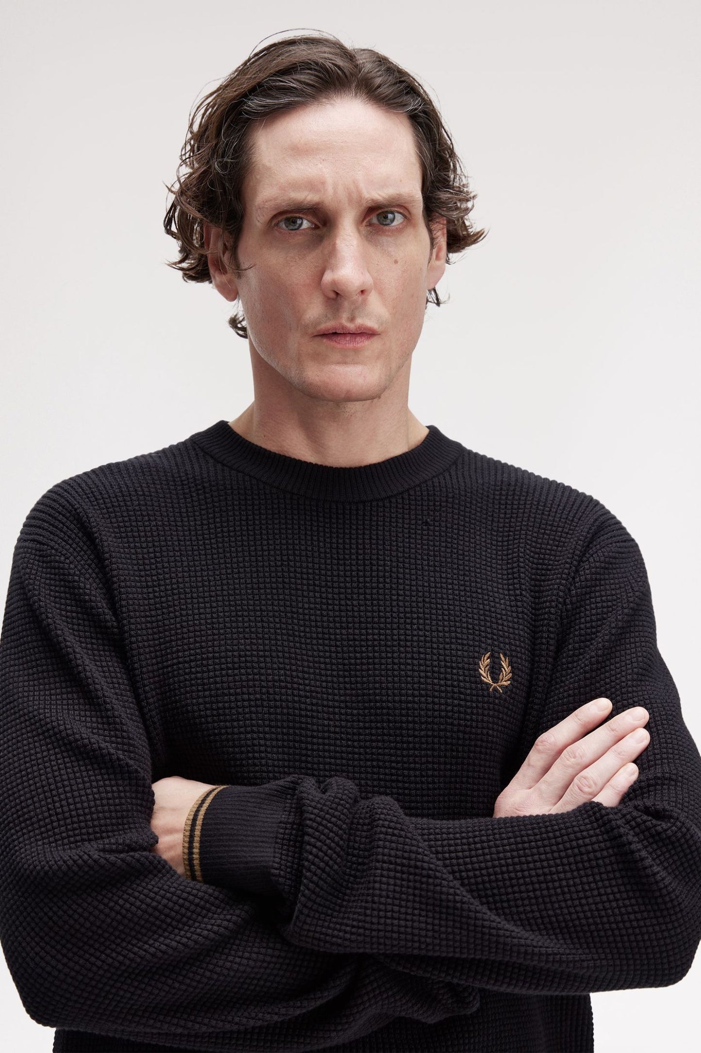 Fred Perry Waffle Stitch Jumper Black