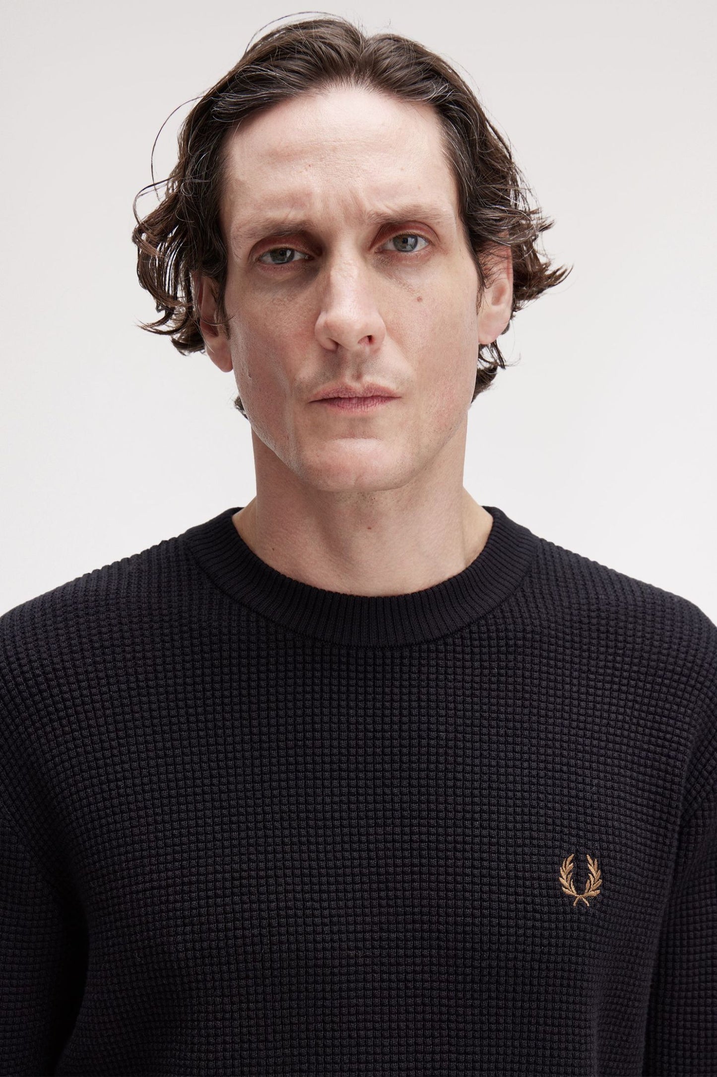 Fred Perry Waffle Stitch Jumper Black