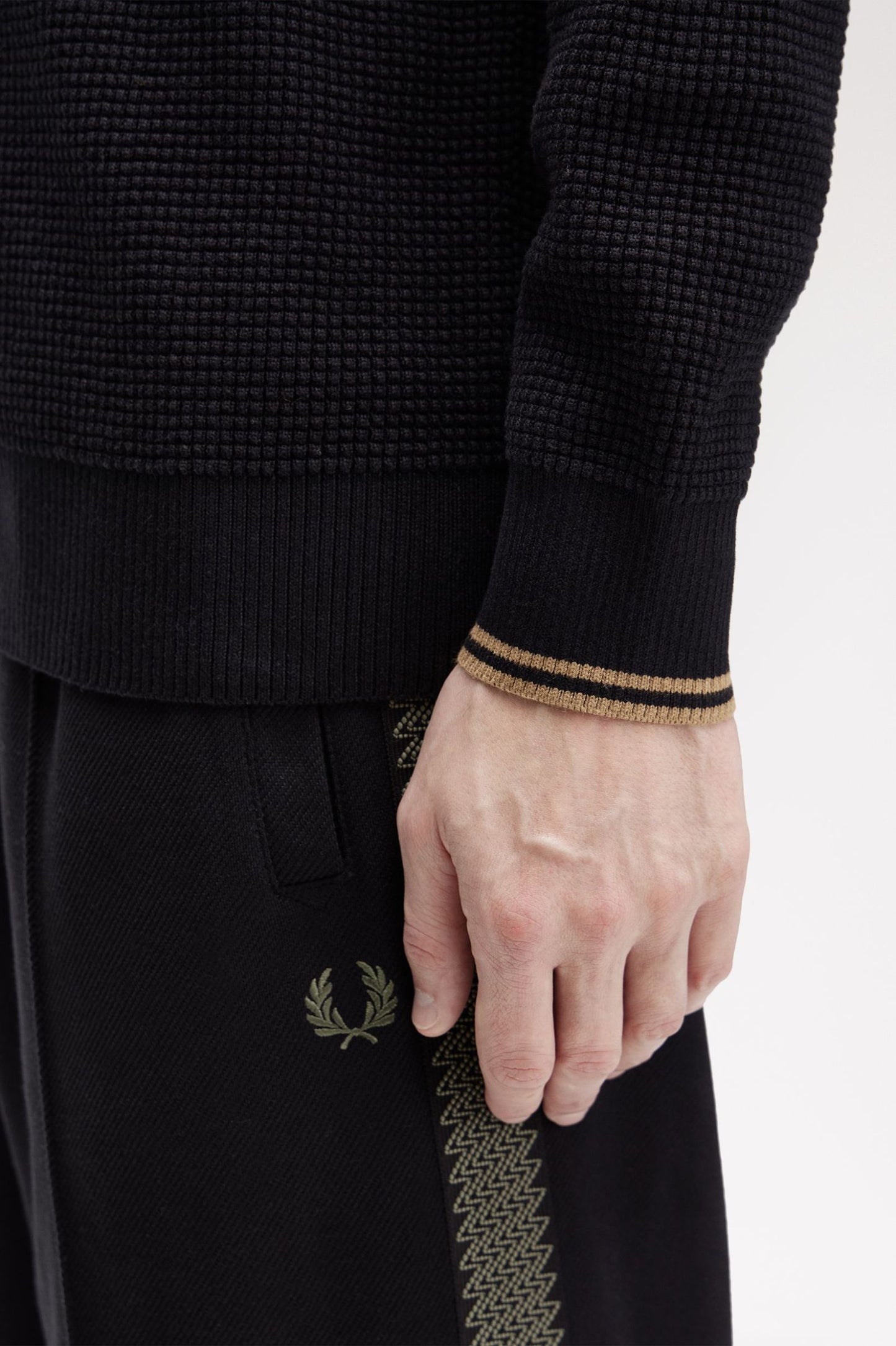 Fred Perry Waffle Stitch Jumper Black