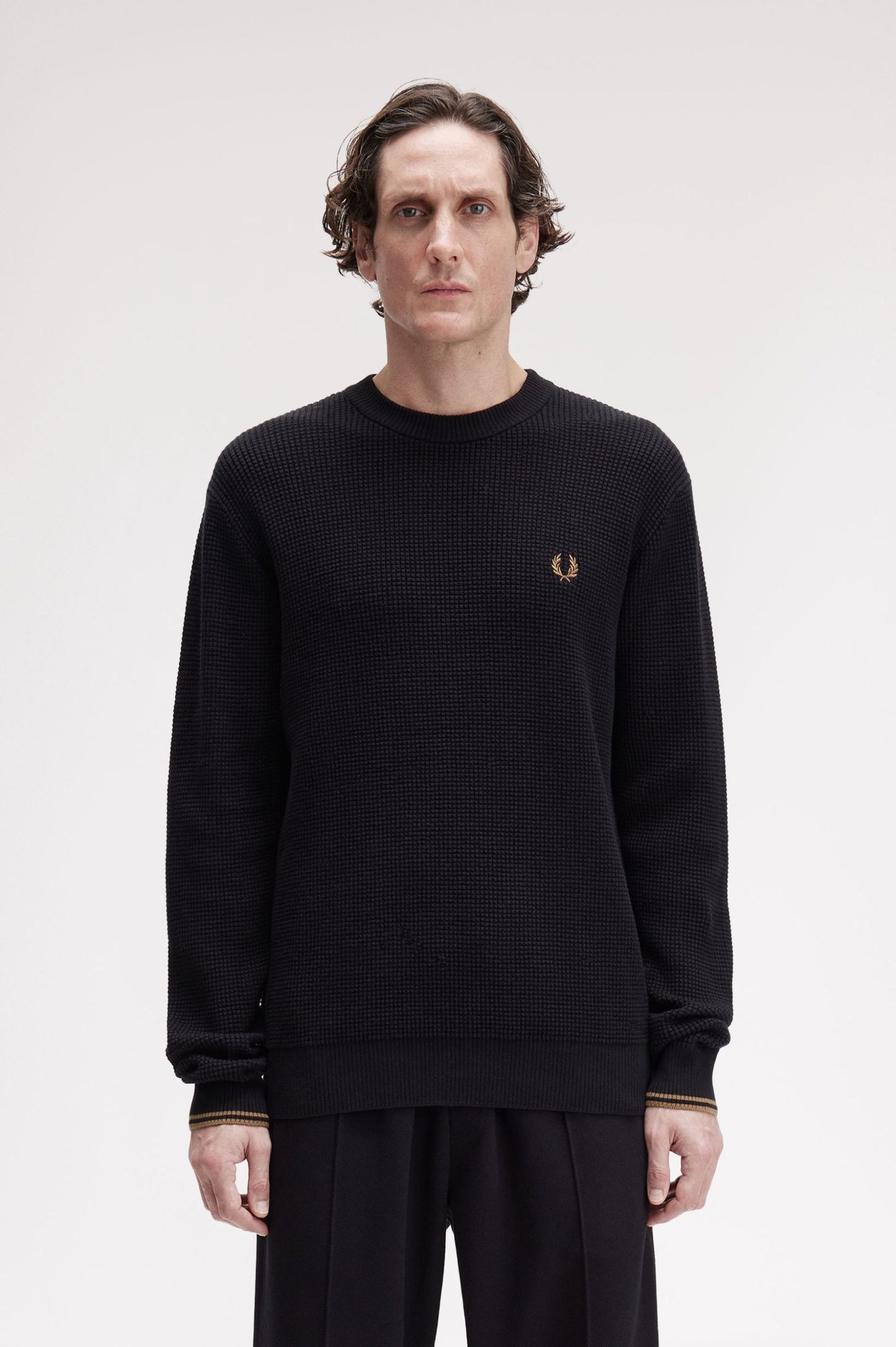 Fred Perry Waffle Stitch Jumper Black