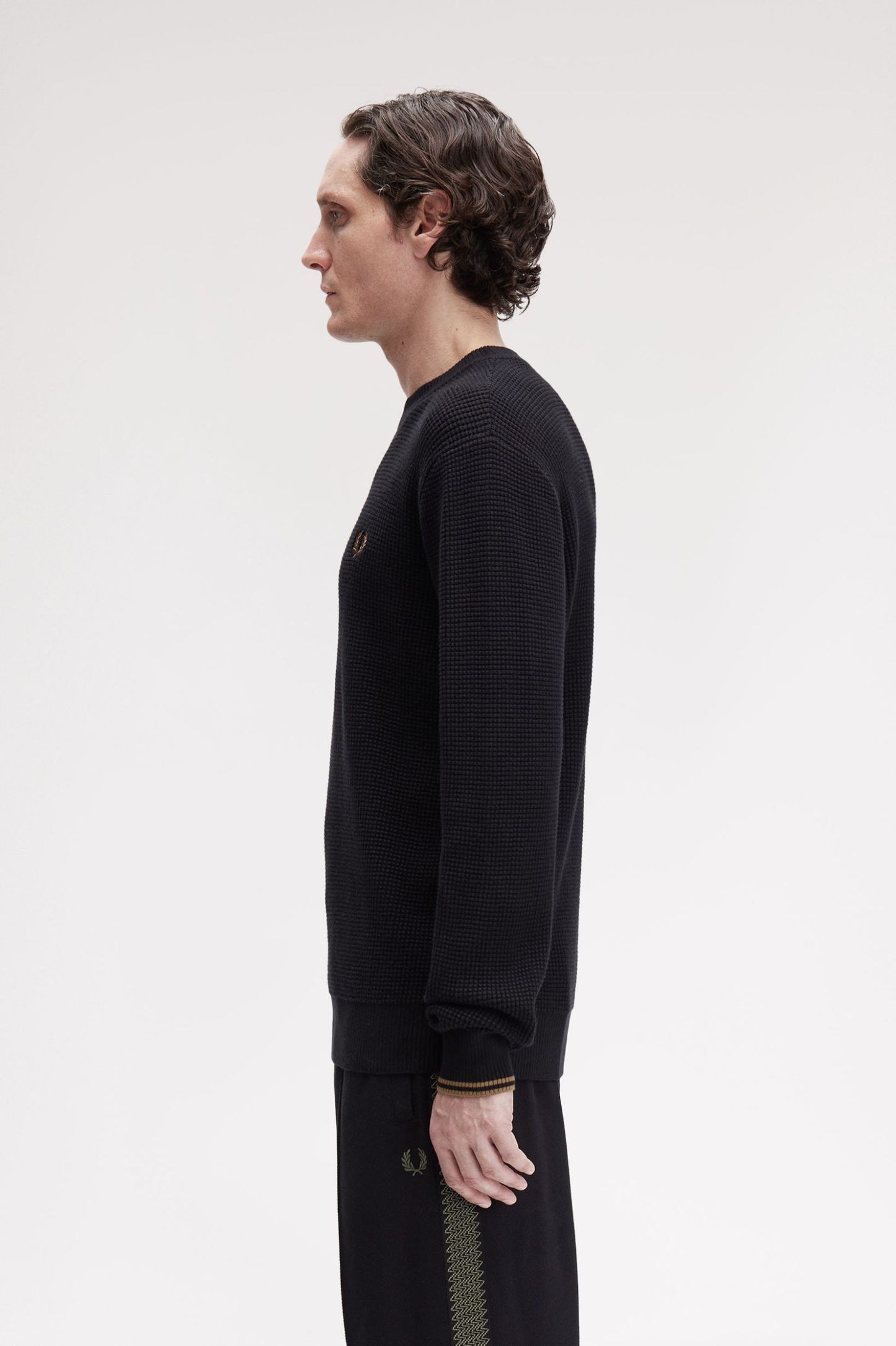 Fred Perry Waffle Stitch Jumper Black