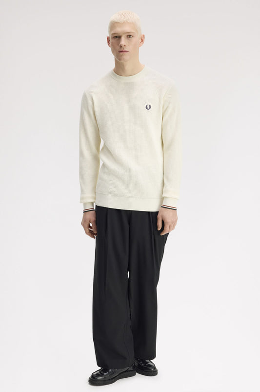 Fred Perry Waffle Stitch Jumper Ecru