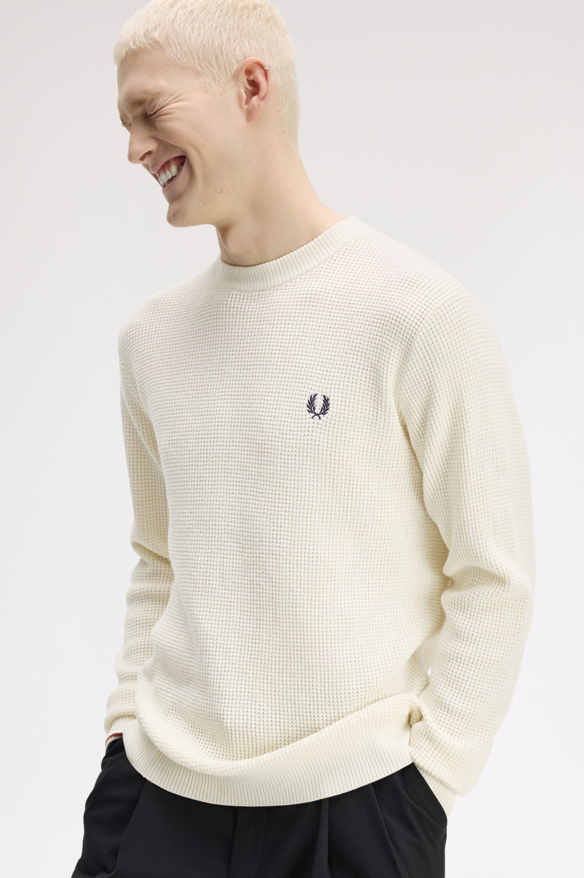 Fred Perry Waffle Stitch Jumper Ecru