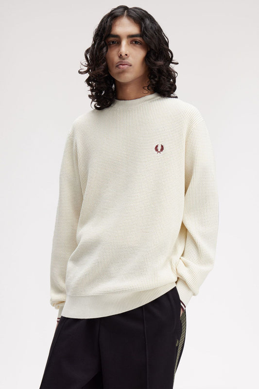 Fred Perry Waffle Stitch Jumper Ecru