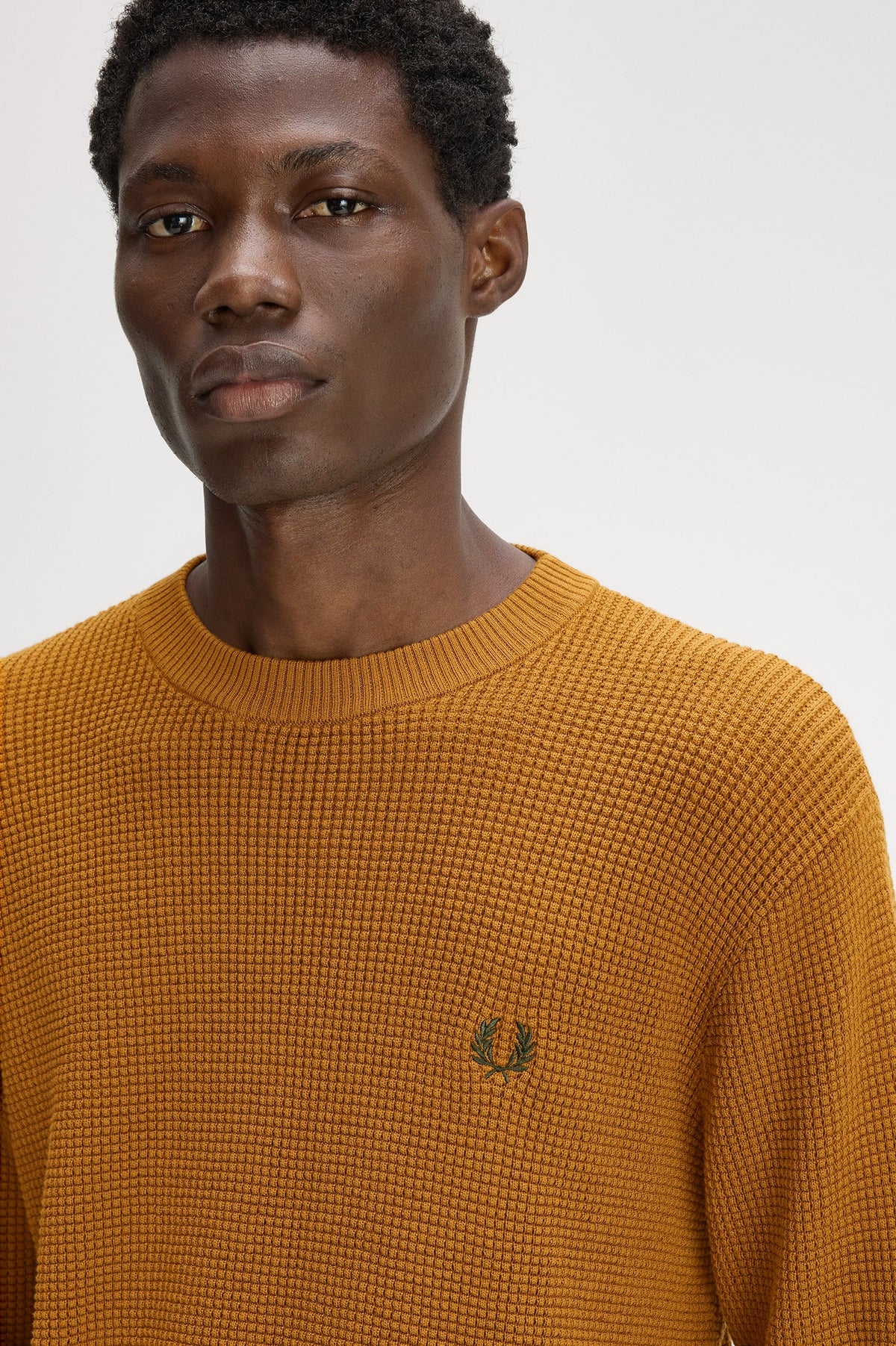 Fred Perry Waffle Stitch Jumper Dark Caramel