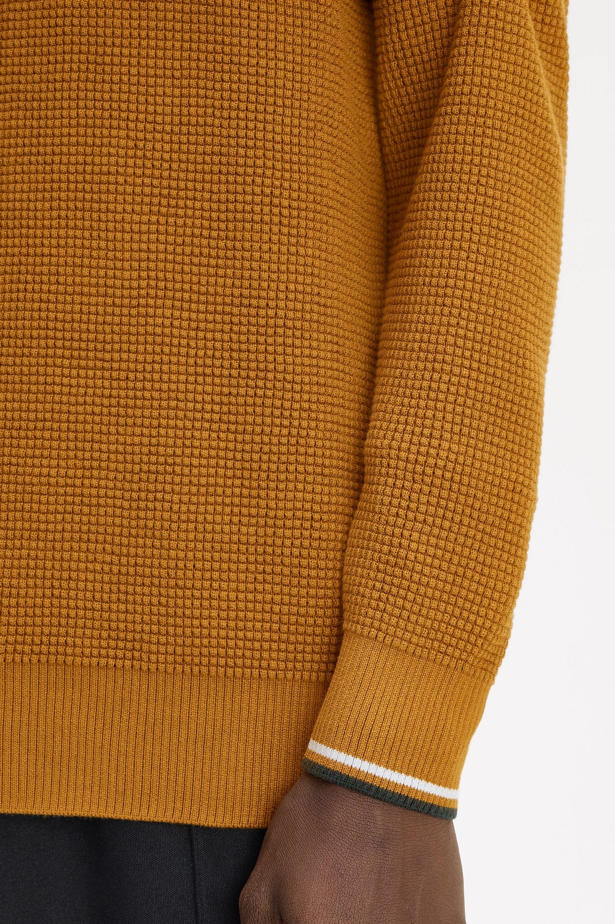 Fred Perry Waffle Stitch Jumper Dark Caramel