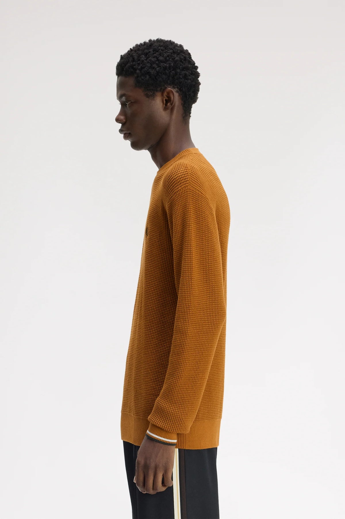Fred Perry Waffle Stitch Jumper Dark Caramel