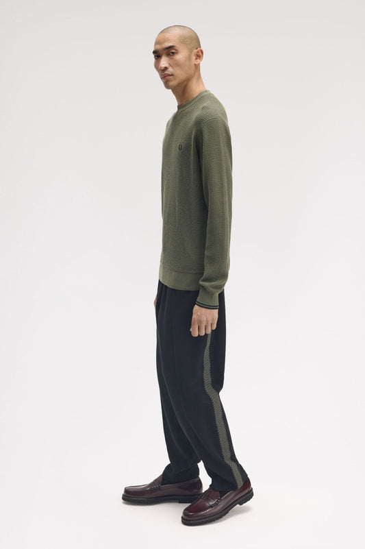 Fred Perry Waffle Stitch Jumper Laurel Wreath Green