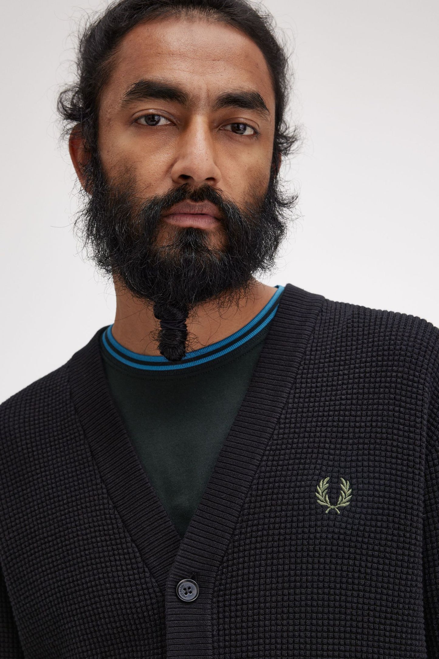 Fred Perry Waffle Stitch Cardigan Black