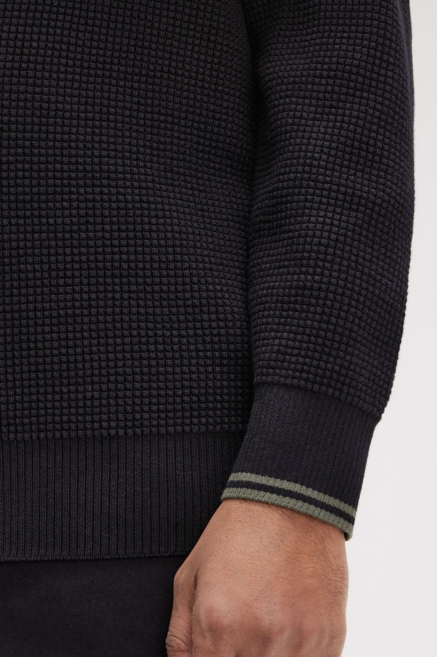 Fred Perry Waffle Stitch Cardigan Black