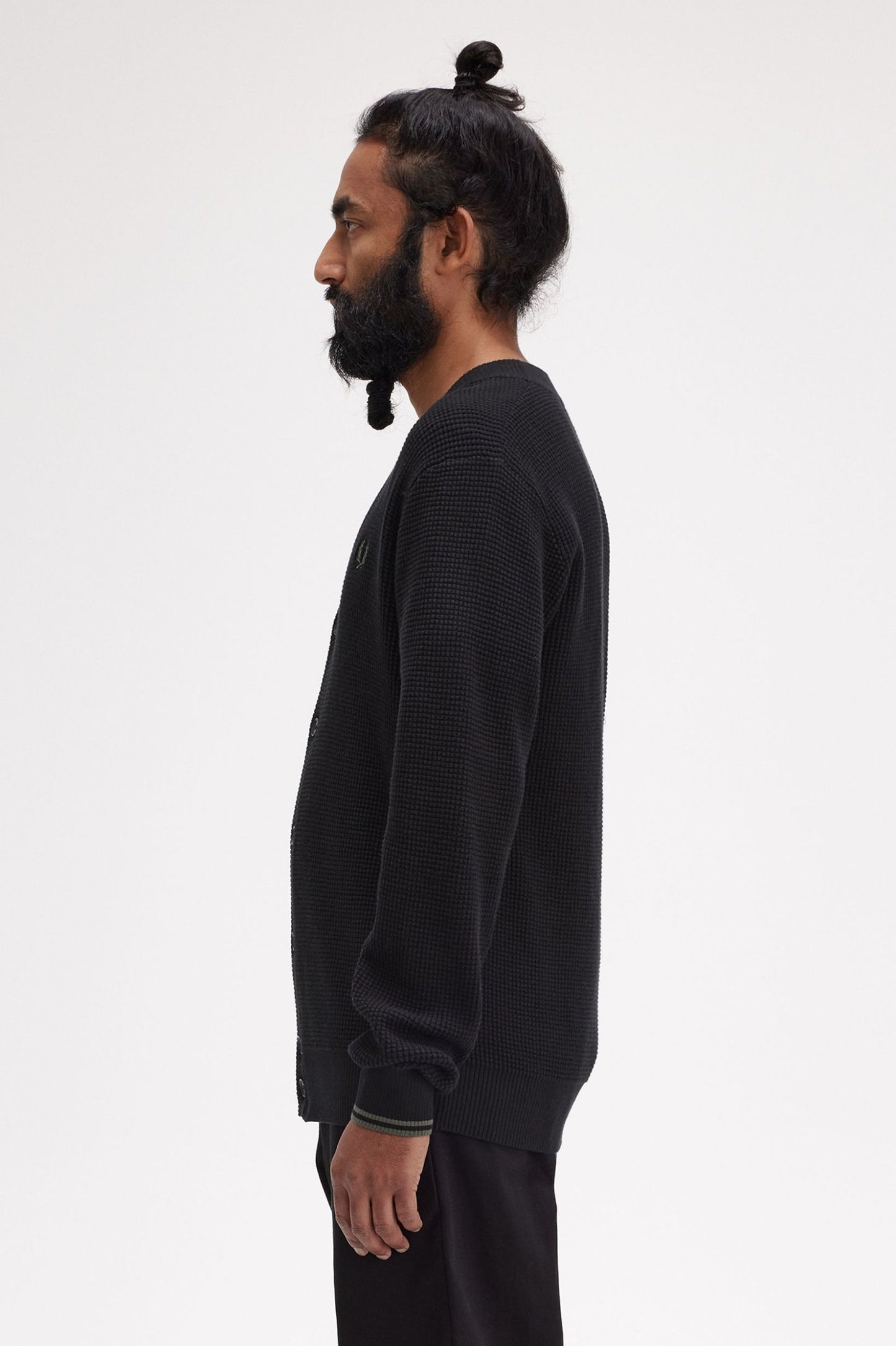 Fred Perry Waffle Stitch Cardigan Black