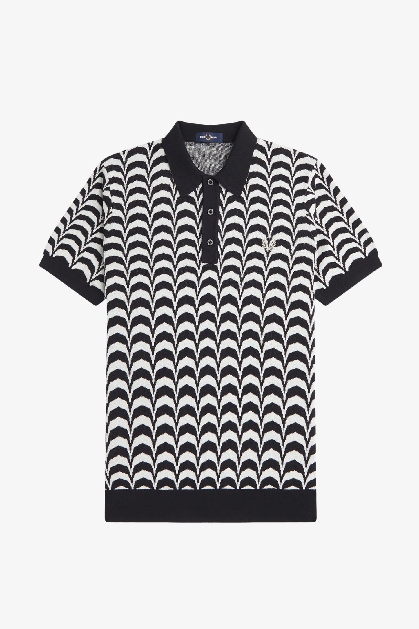 Fred Perry Zip Jacquard Knitted Shirt Black