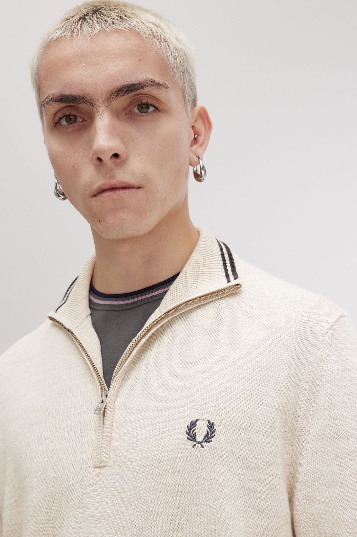 Fred Perry Classic Half Zip Jumper Porridge Marl