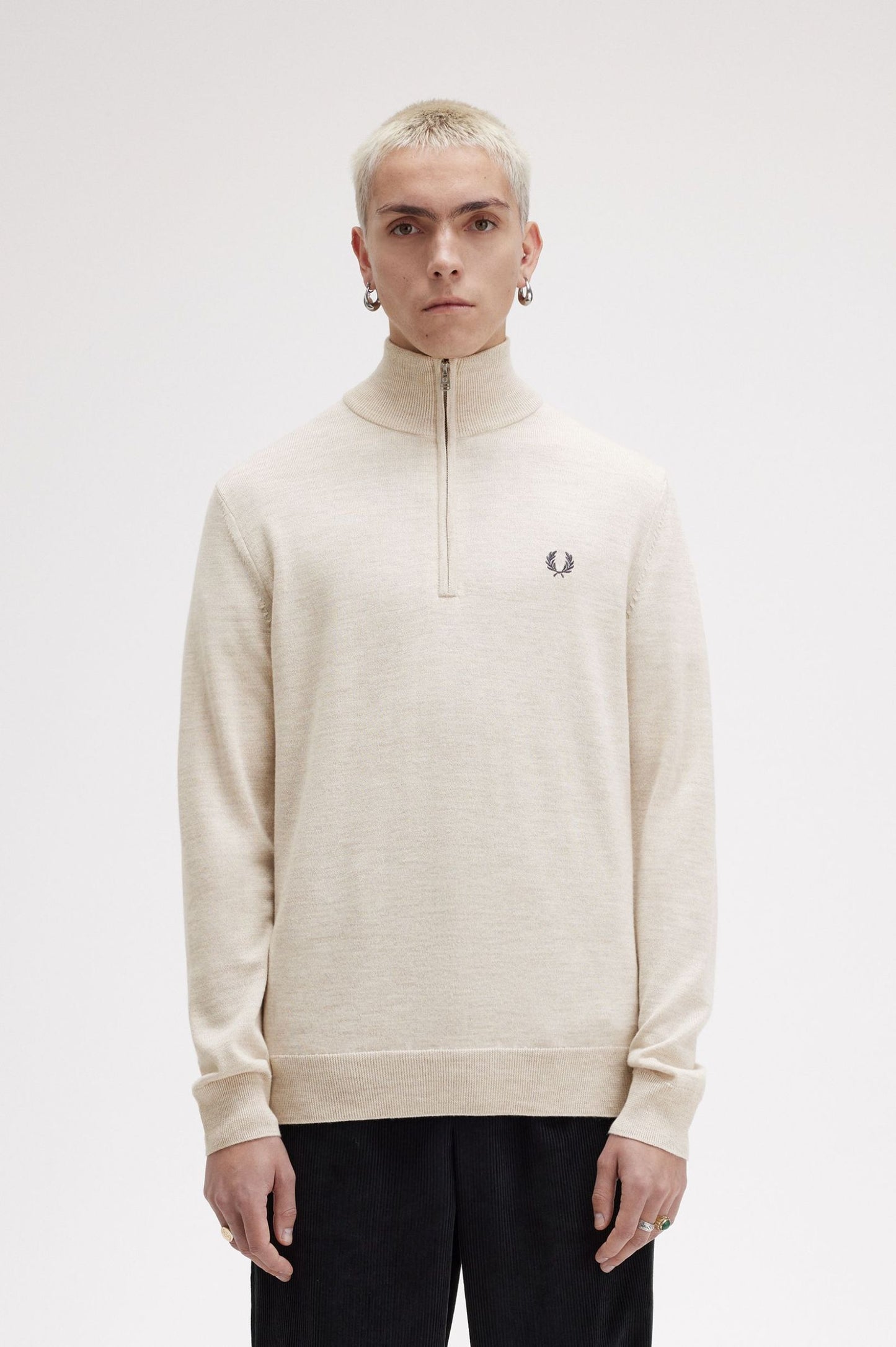 Fred Perry Classic Half Zip Jumper Porridge Marl