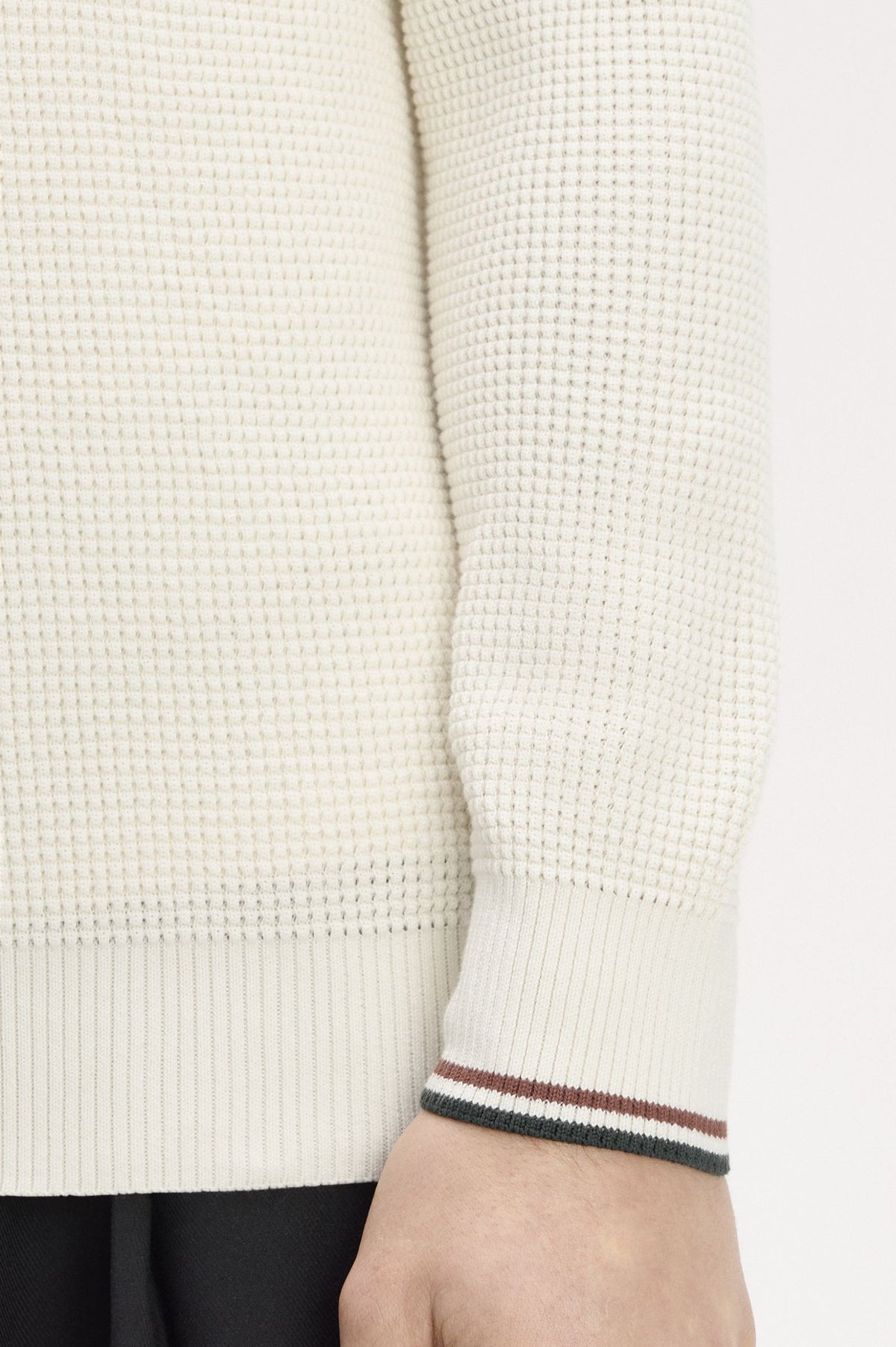 Fred Perry Waffle Stitch Half Zip Jumper Ecru