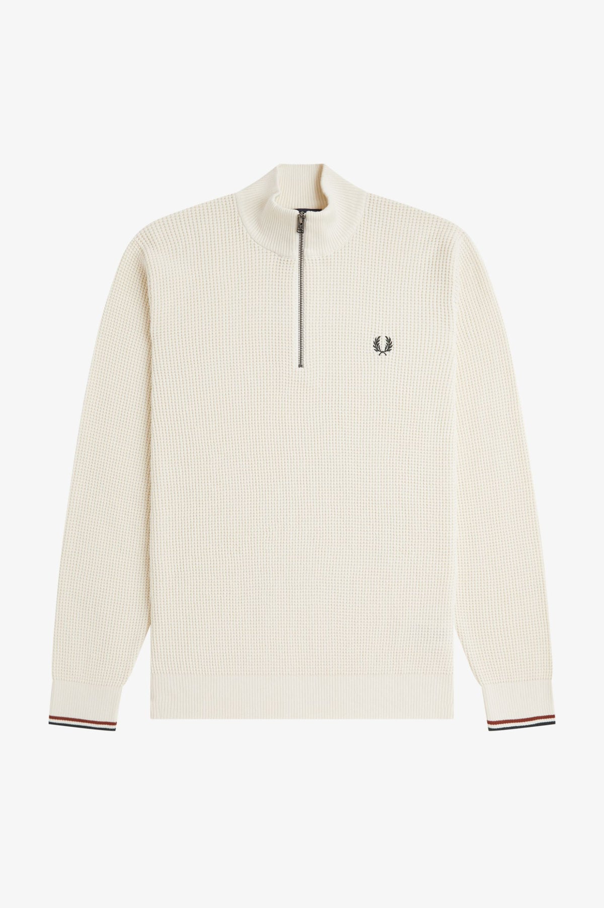Fred Perry Waffle Stitch Half Zip Jumper Ecru