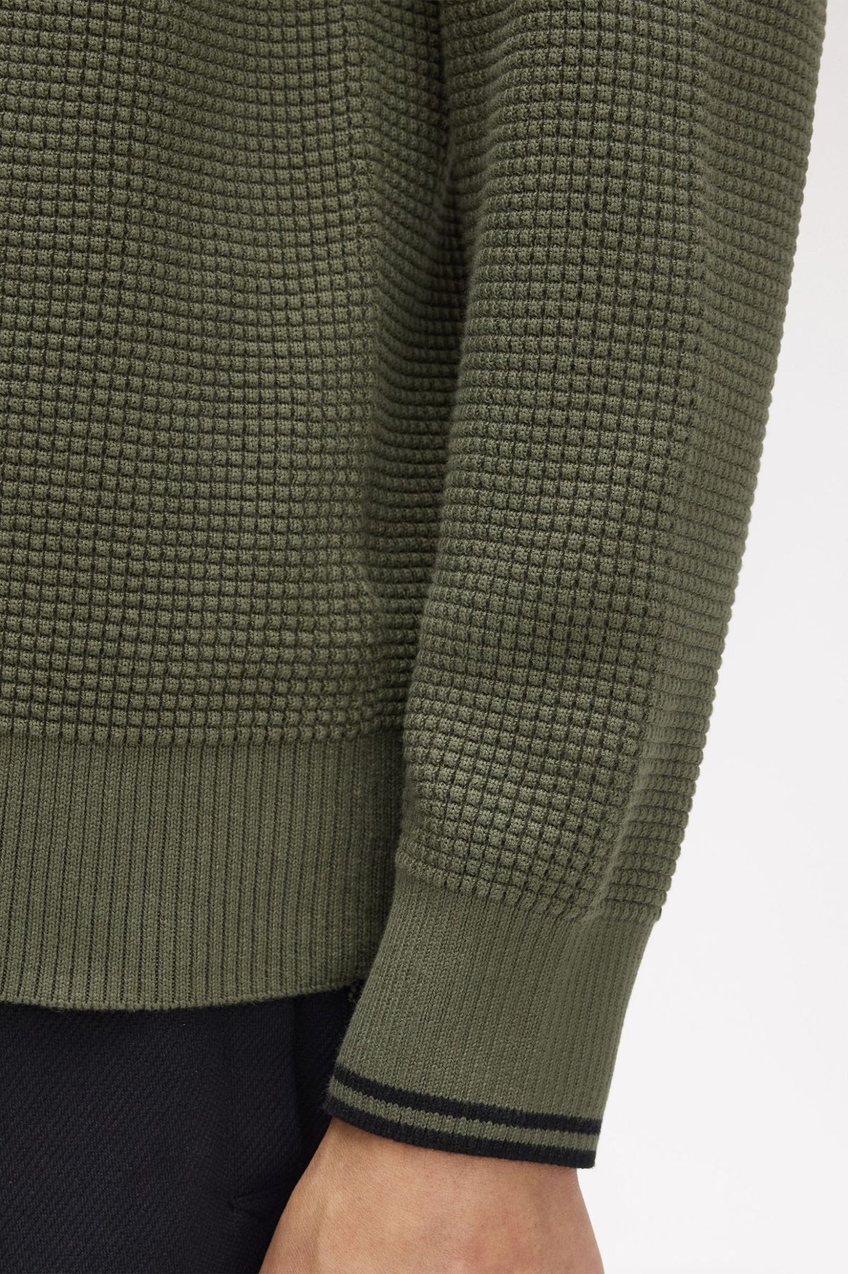 Fred Perry Waffle Stitch Half Zip Jumper Laurel Wreath Green