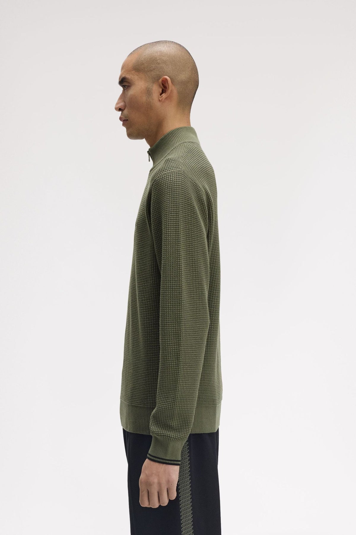Fred Perry Waffle Stitch Half Zip Jumper Laurel Wreath Green