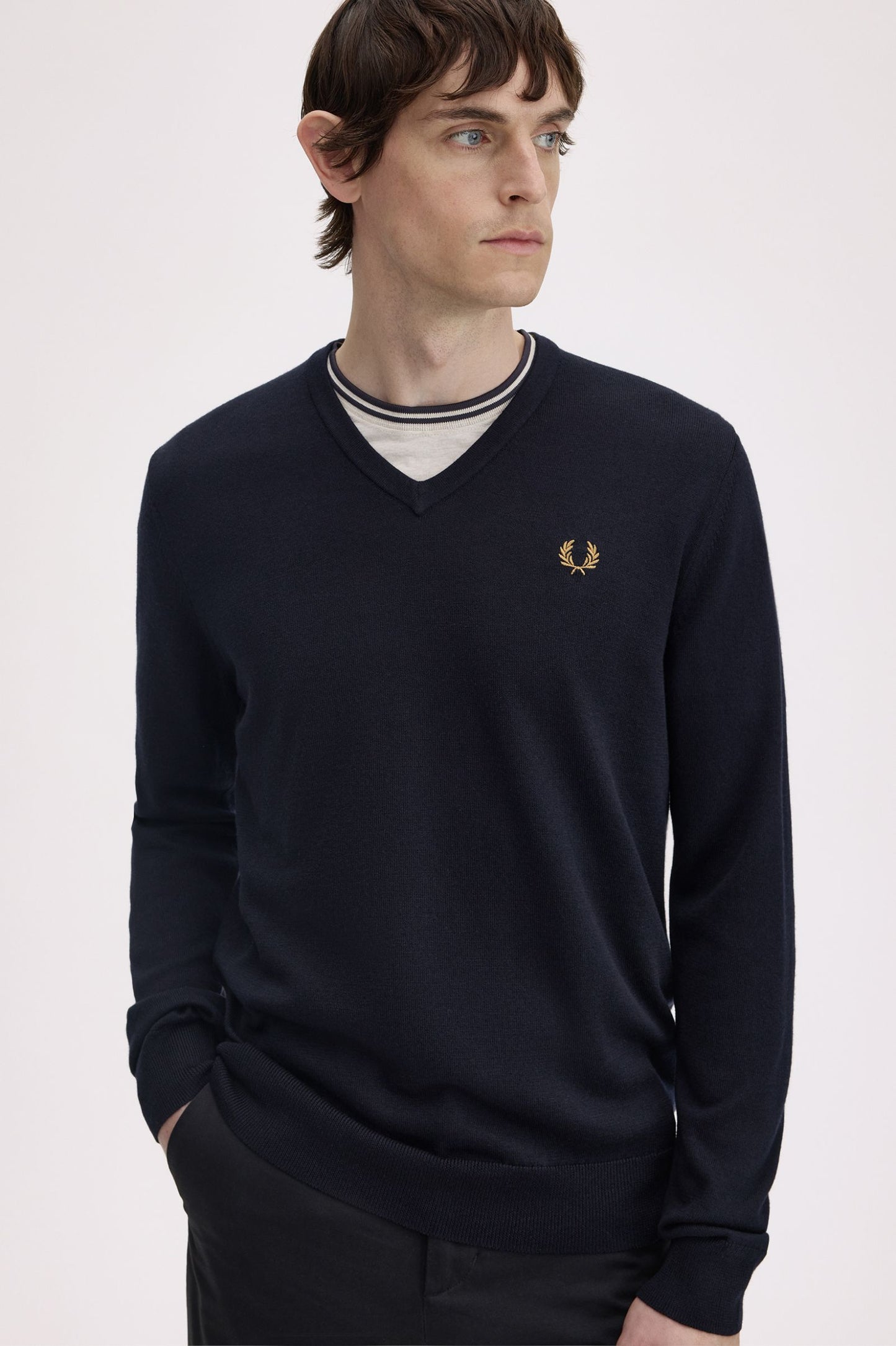 Fred Perry Classic V-Neck Jumper Navy