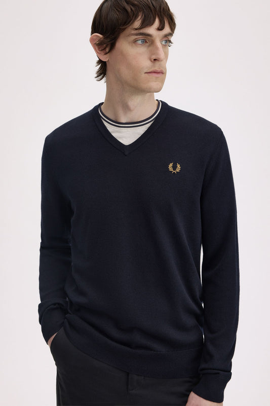 Fred Perry Classic V-Neck Jumper Navy