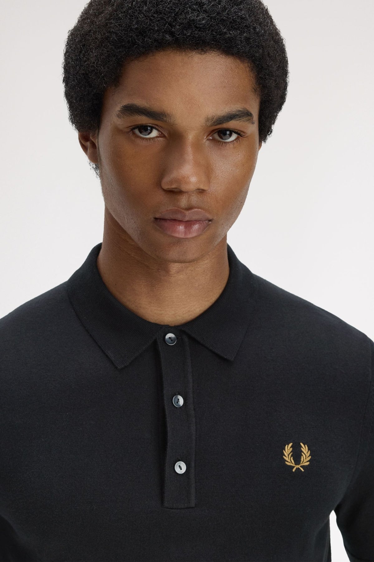 Fred Perry Cotton Knitted Shirt Black