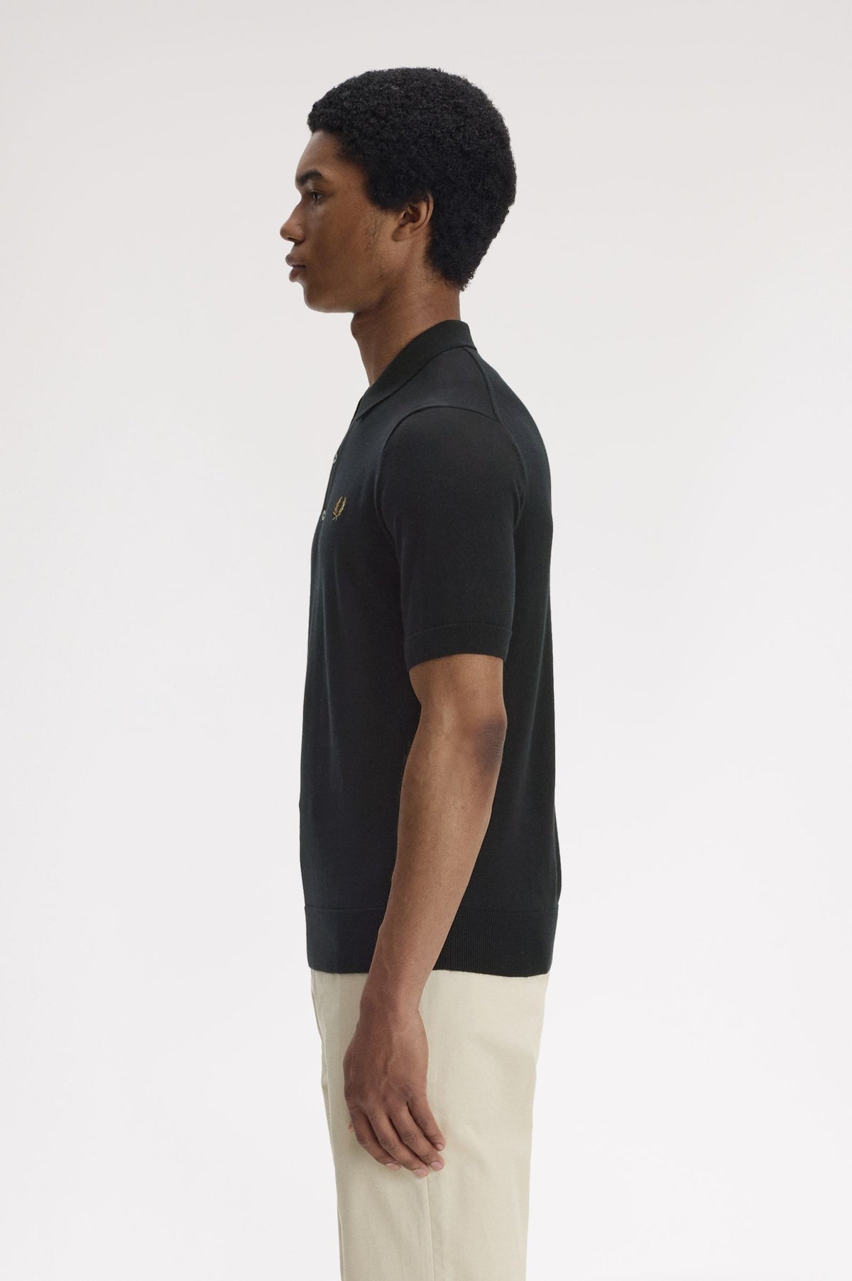 Fred Perry Cotton Knitted Shirt Black