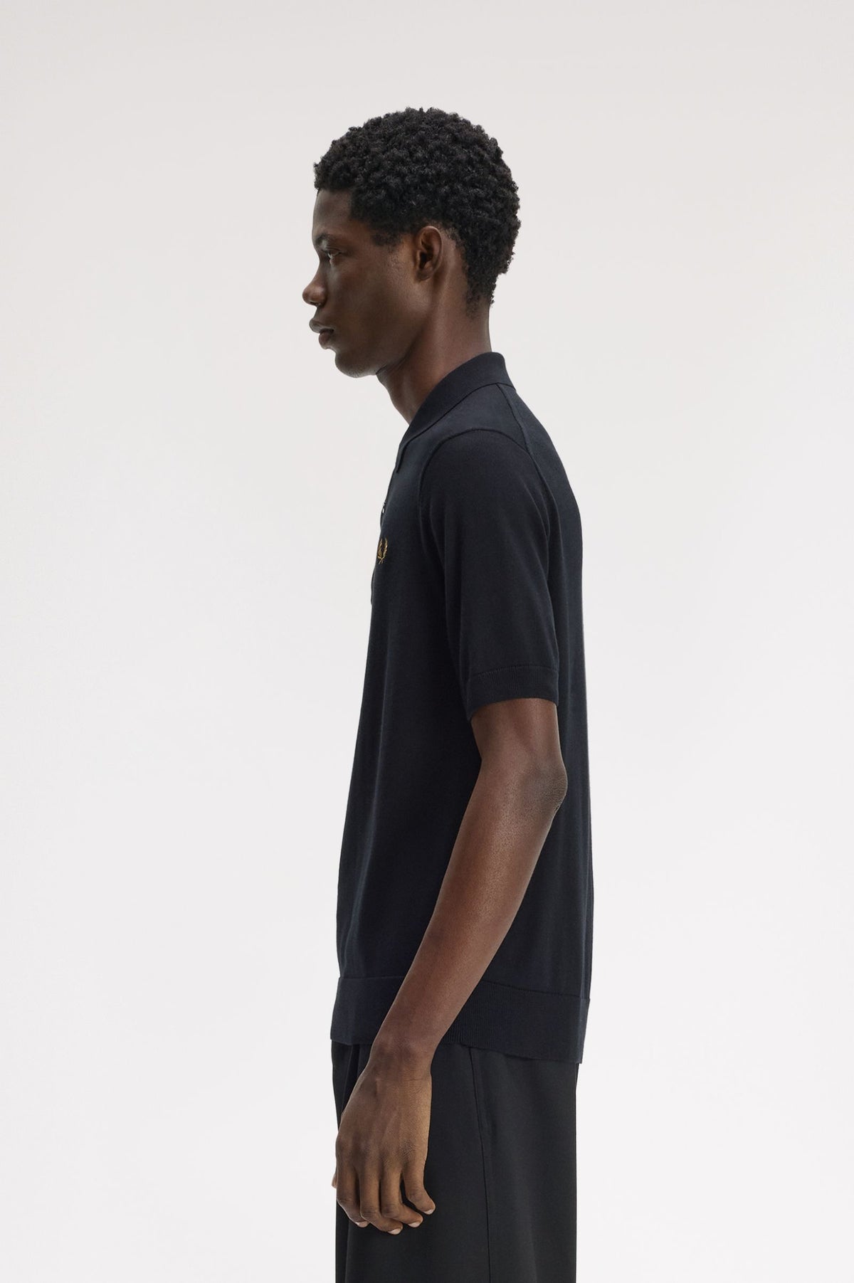 Fred Perry Cotton Knitted Shirt Black