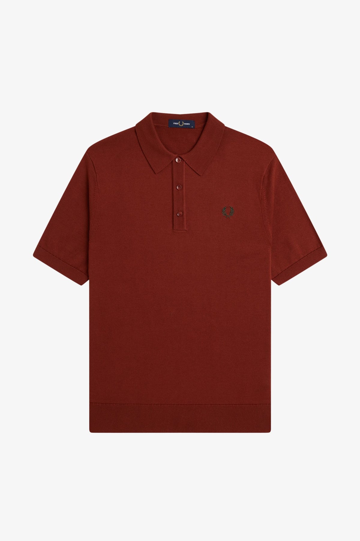 Fred Perry Cotton Knitted Shirt Brandy